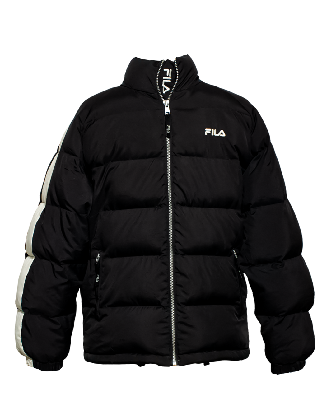 Fila Leszno 90's Vintage Down Puffer Jacket – Black with White Stripes - Premium condition