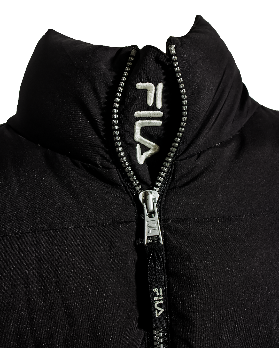 Fila Leszno 90's Vintage Down Puffer Jacket – Black with White Stripes - Premium condition