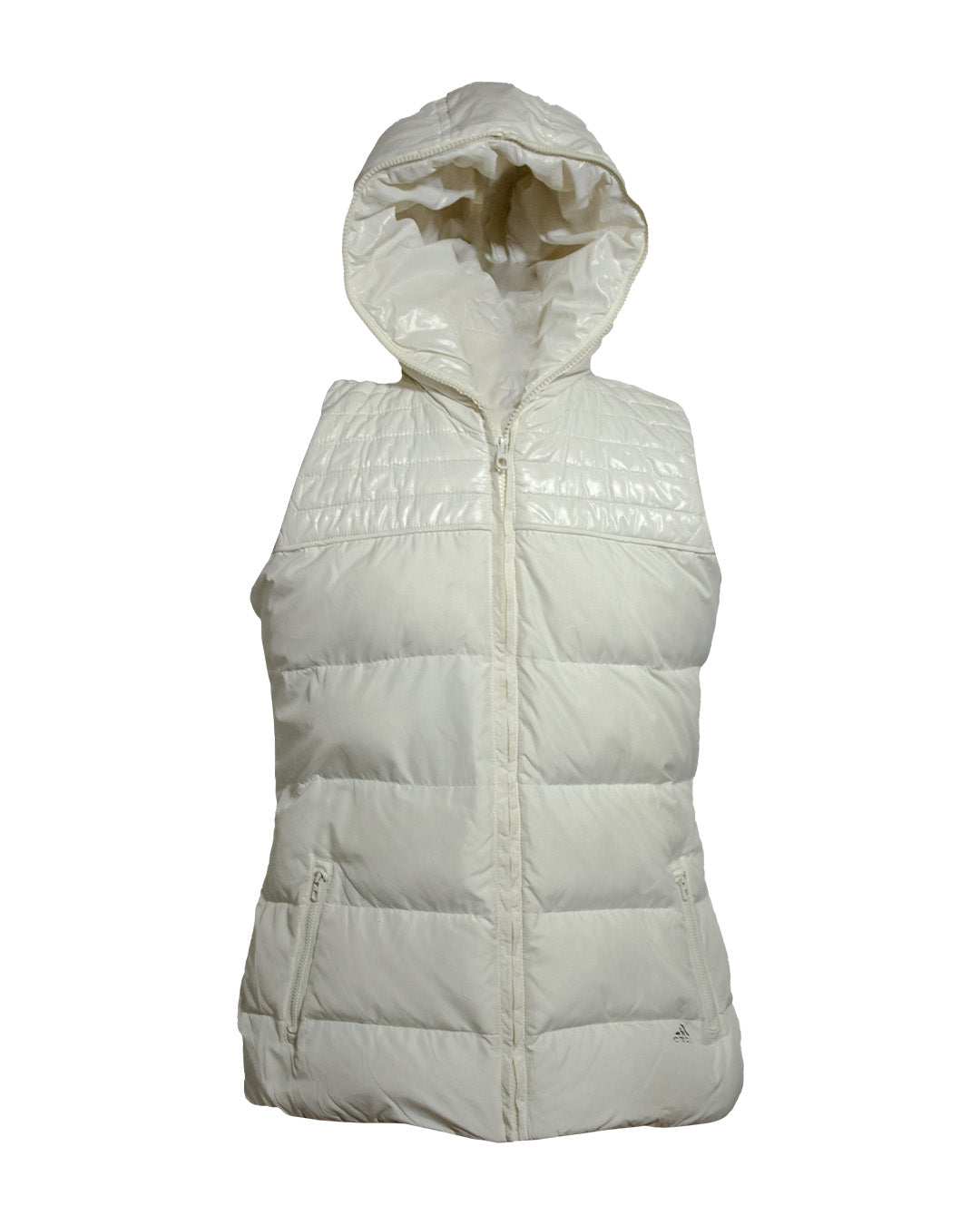 Adidas Down Insulated Women Puffer Gilet White Hooded - Excellent condition
