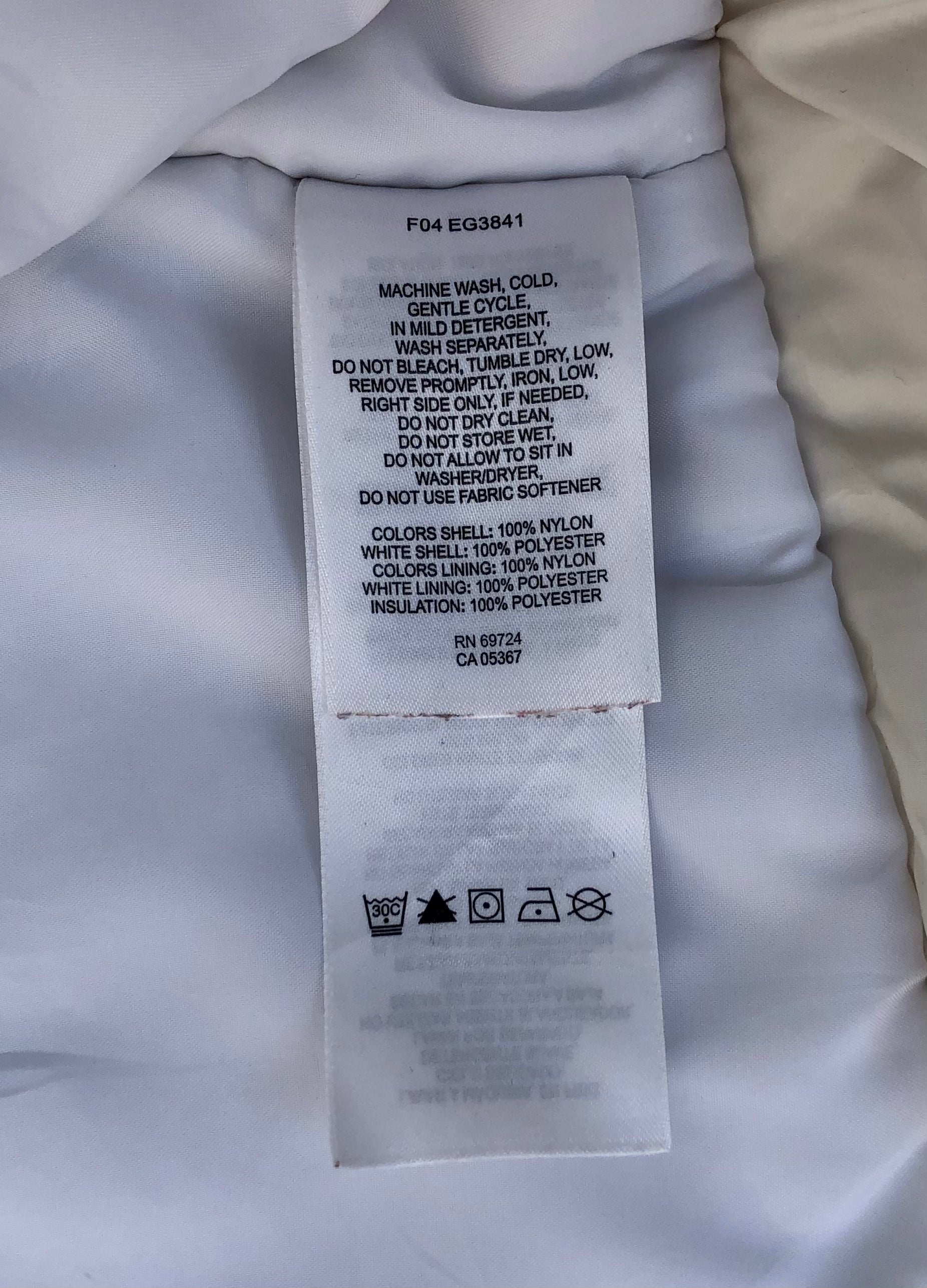 Columbia Insulated Jacket – White/Grey – Excellent Condition