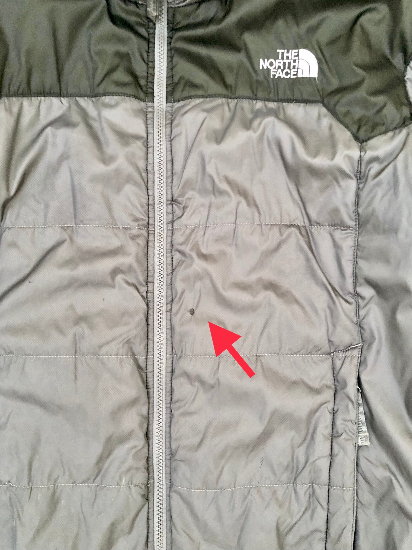 ⁠The North Face Grey Quilted Down Puffer Jacket - Excellent Condition