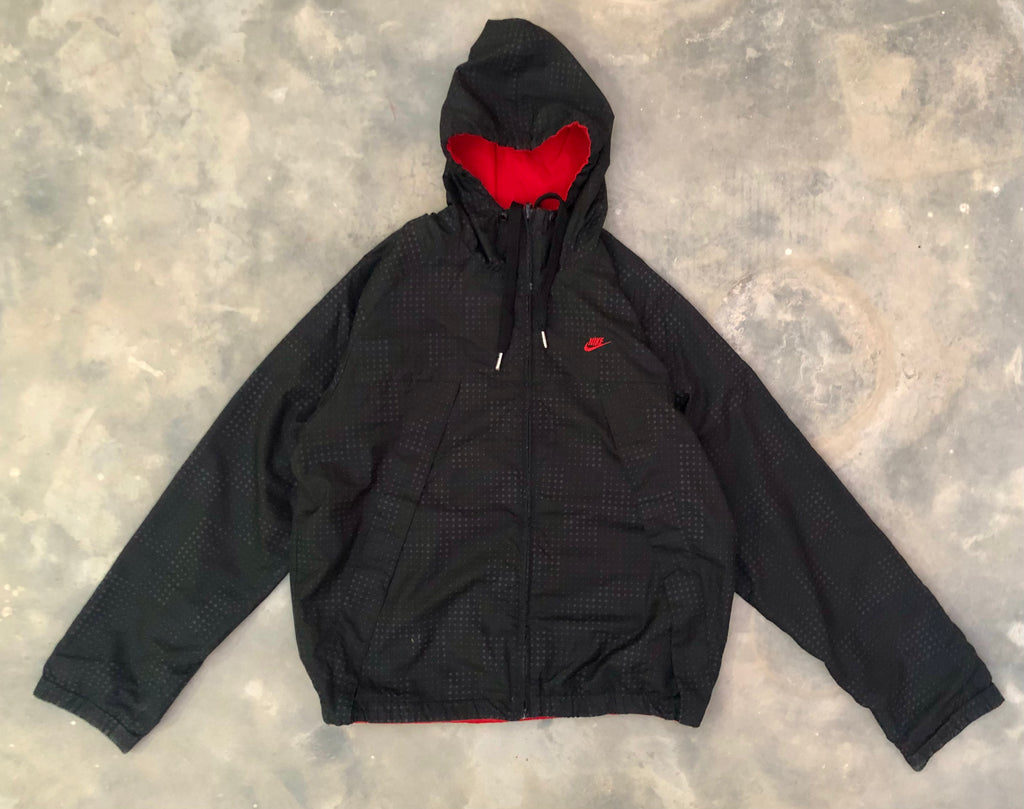 Nike Vintage Black & Red Double-Sided Nylon Windbreaker