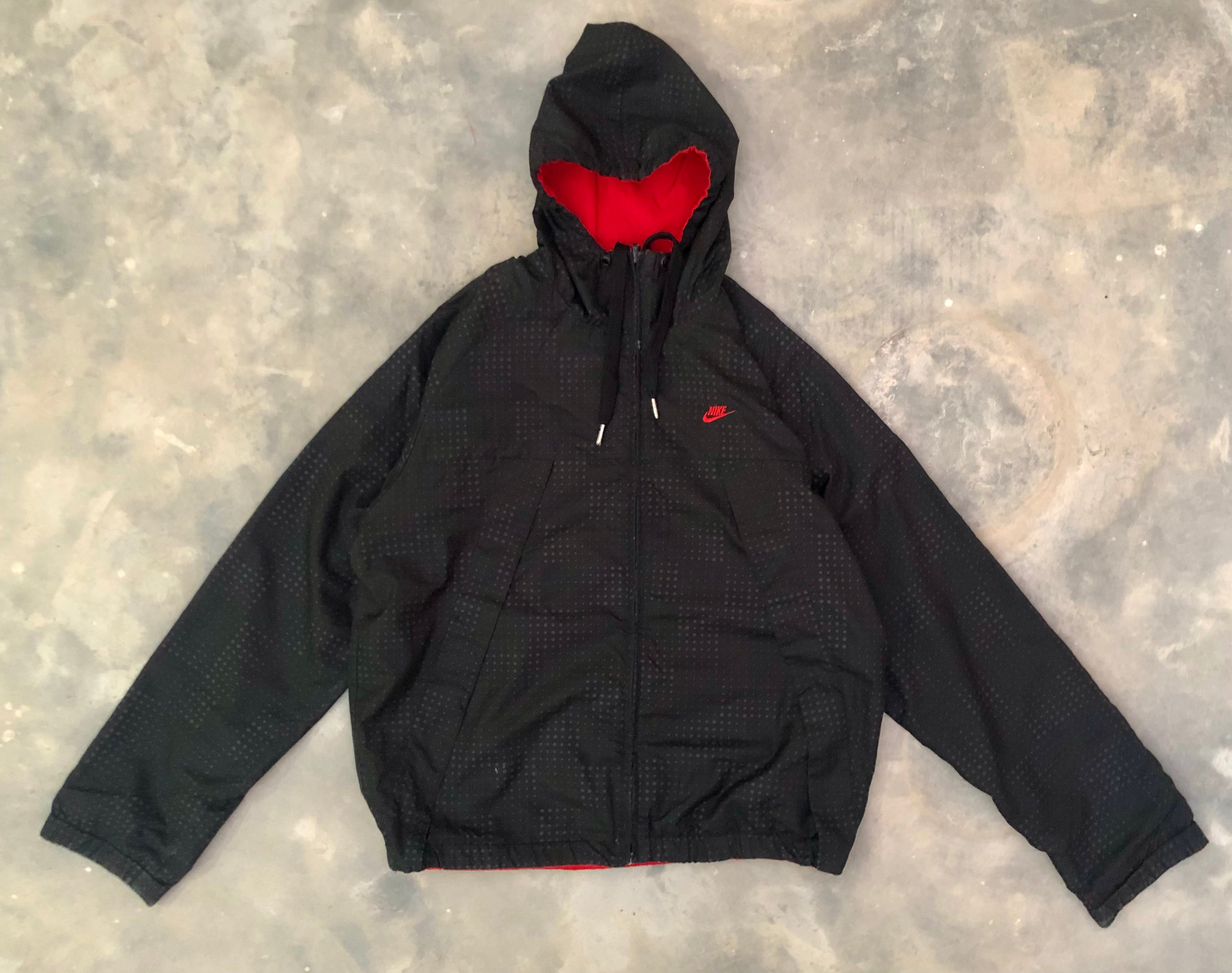 Nike Vintage Black & Red Double-Sided Nylon Windbreaker