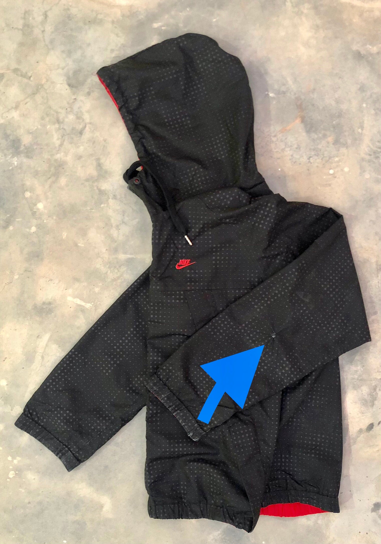 Nike Vintage Black & Red Double-Sided Nylon Windbreaker