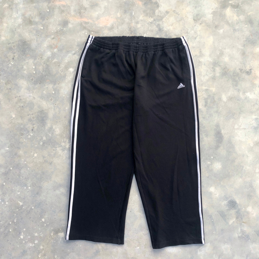 Men’s Black Micro Relaxed Fit Trousers – XL – Three White Stripes