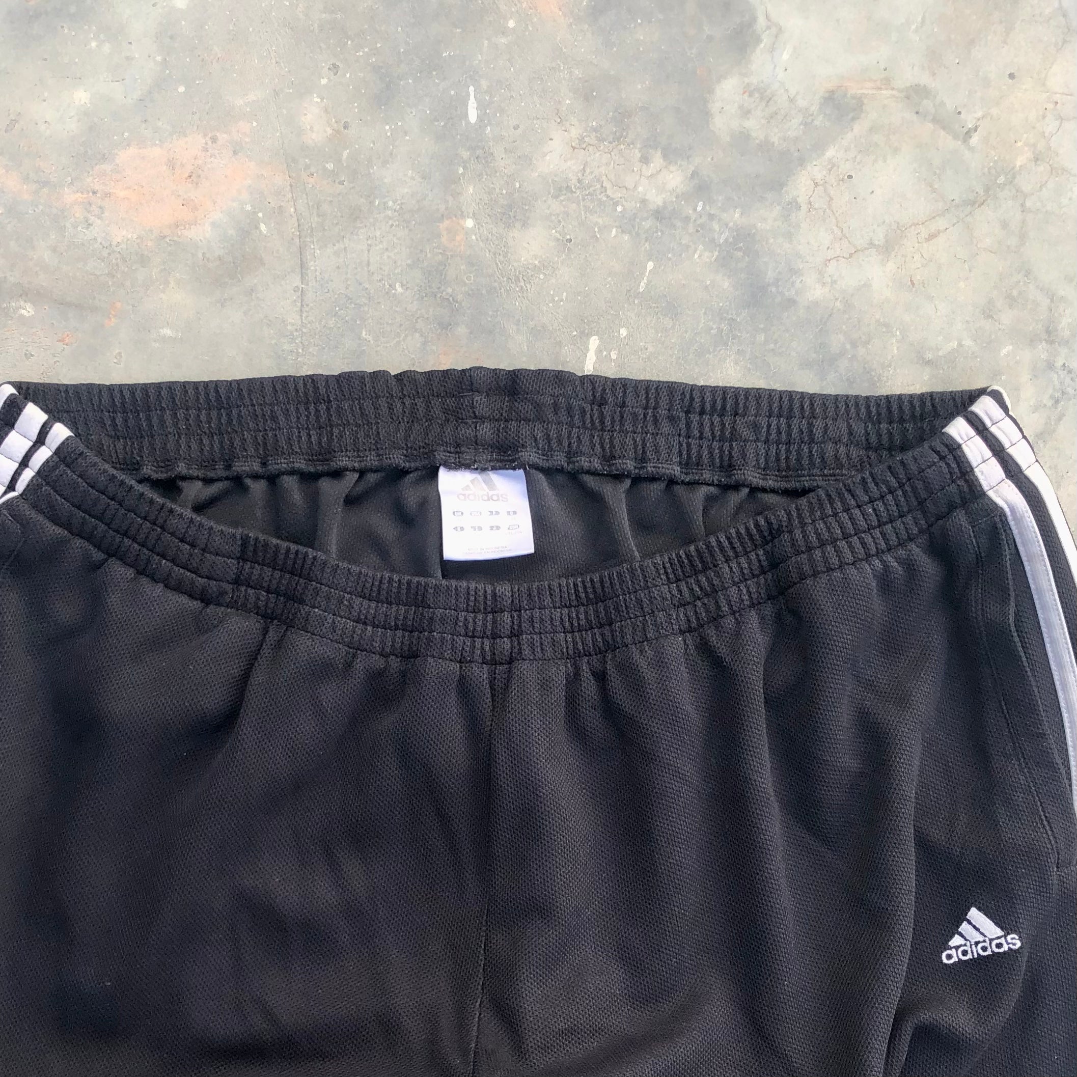 Men’s Black Micro Relaxed Fit Trousers – XL – Three White Stripes