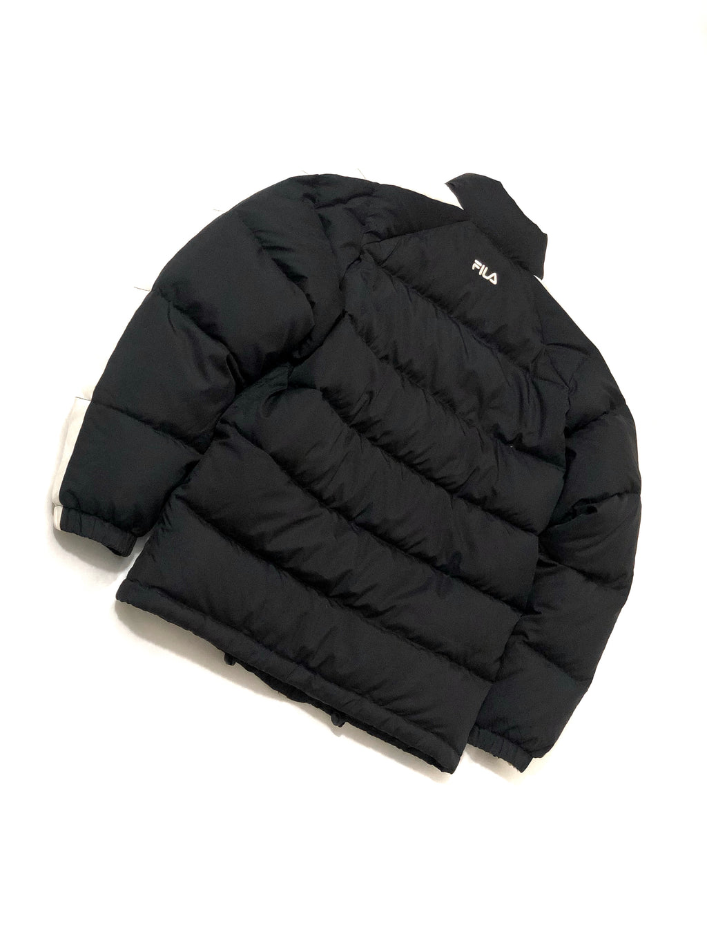 Fila Leszno 90's Vintage Down Puffer Jacket – Black with White Stripes - Premium condition