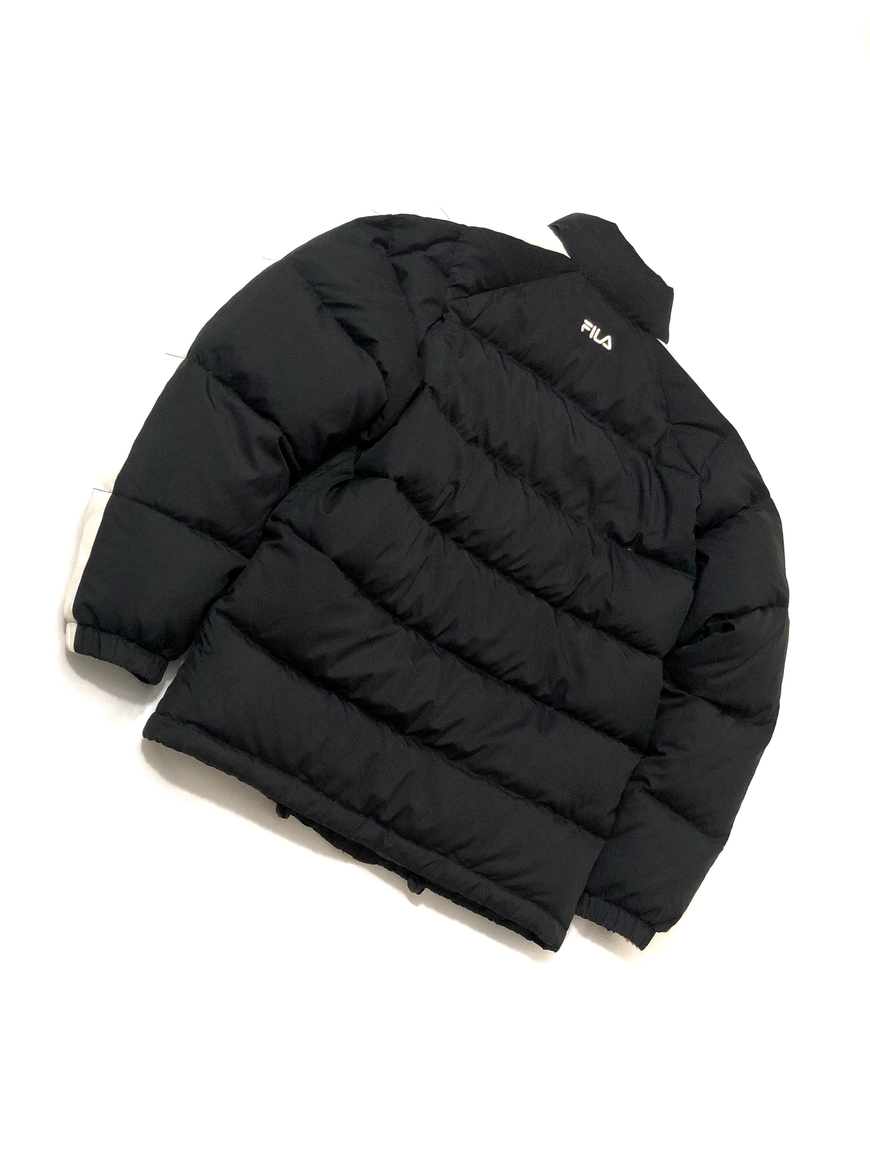 Fila Leszno 90's Vintage Down Puffer Jacket – Black with White Stripes - Premium condition