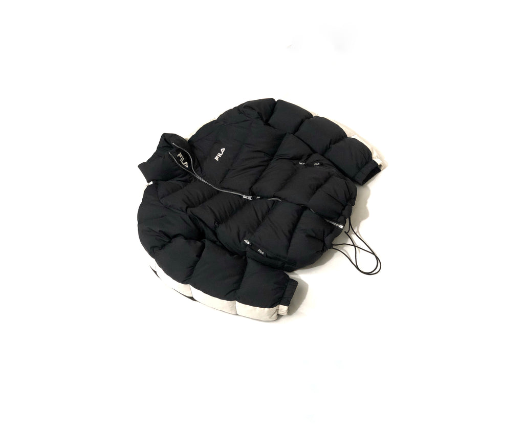 Fila Leszno 90's Vintage Down Puffer Jacket – Black with White Stripes - Premium condition