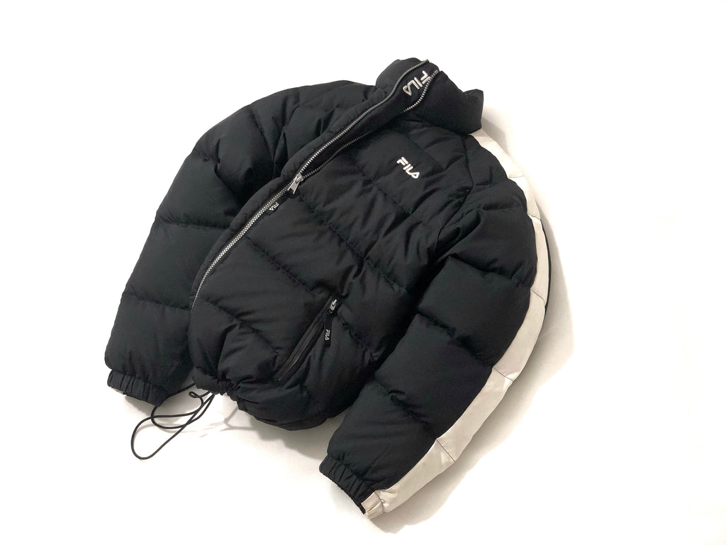 Fila Leszno 90's Vintage Down Puffer Jacket – Black with White Stripes - Premium condition