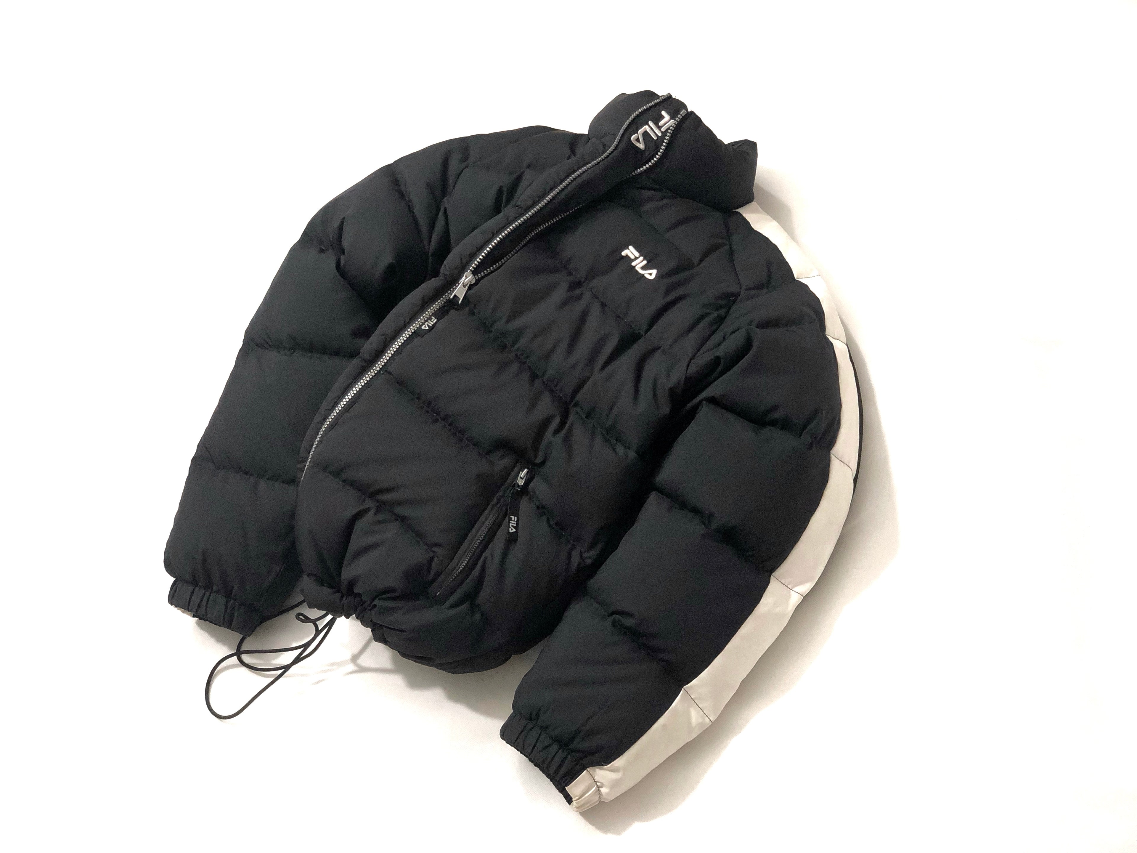 Fila Leszno 90's Vintage Down Puffer Jacket – Black with White Stripes - Premium condition