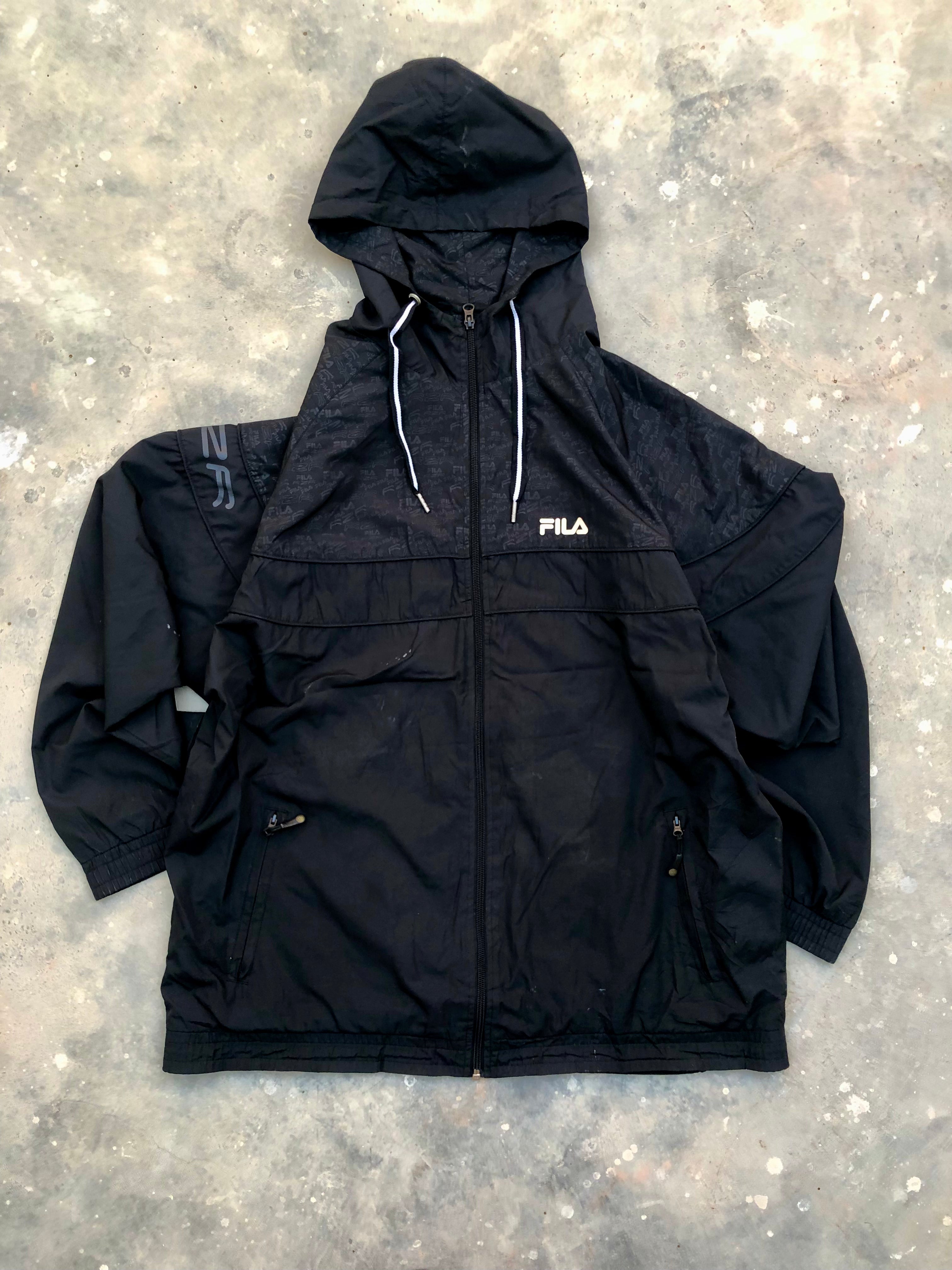 Fila Hooded Windbreaker Jacket – Black - Premium Condition