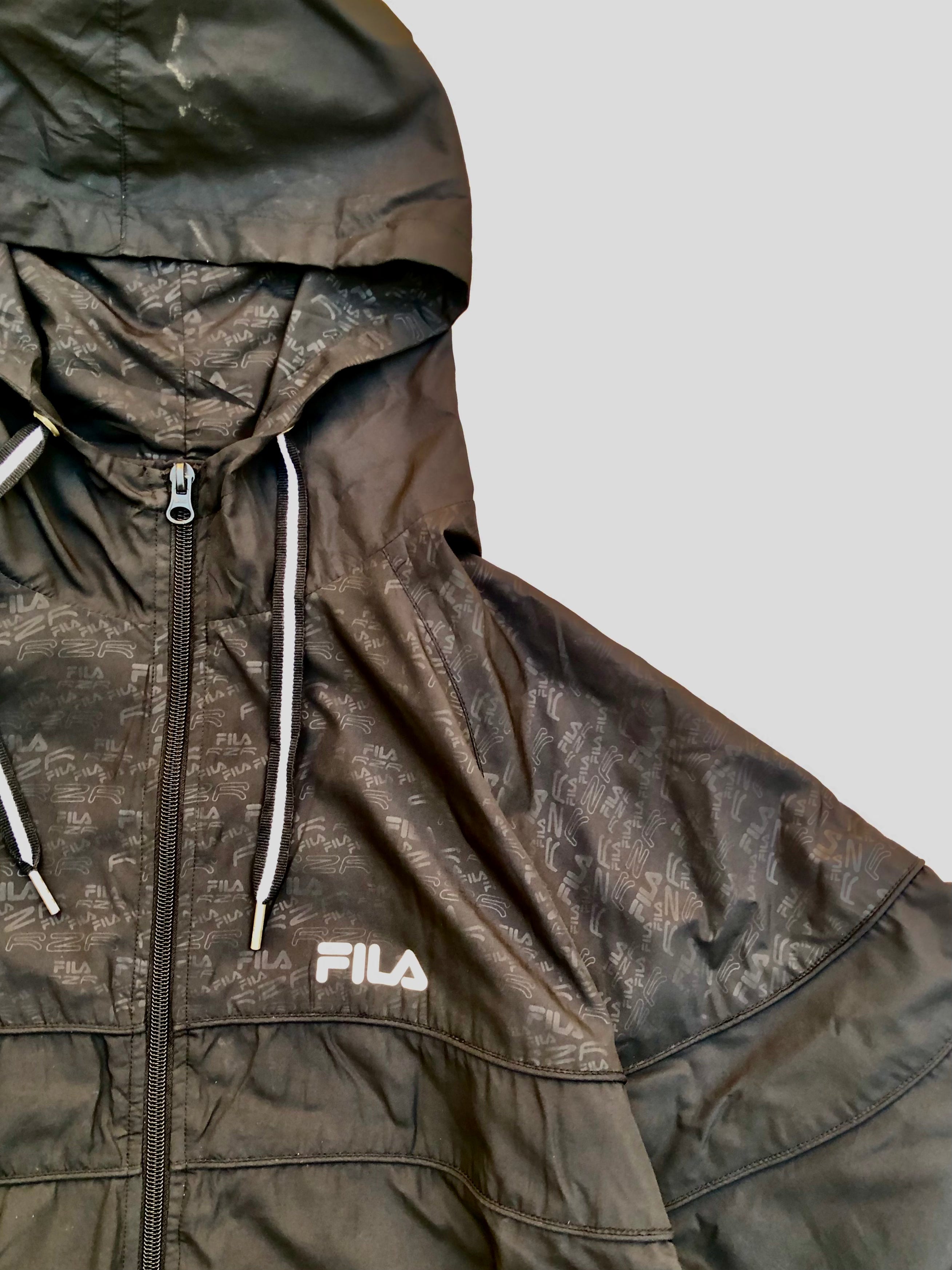 Fila Hooded Windbreaker Jacket – Black - Premium Condition