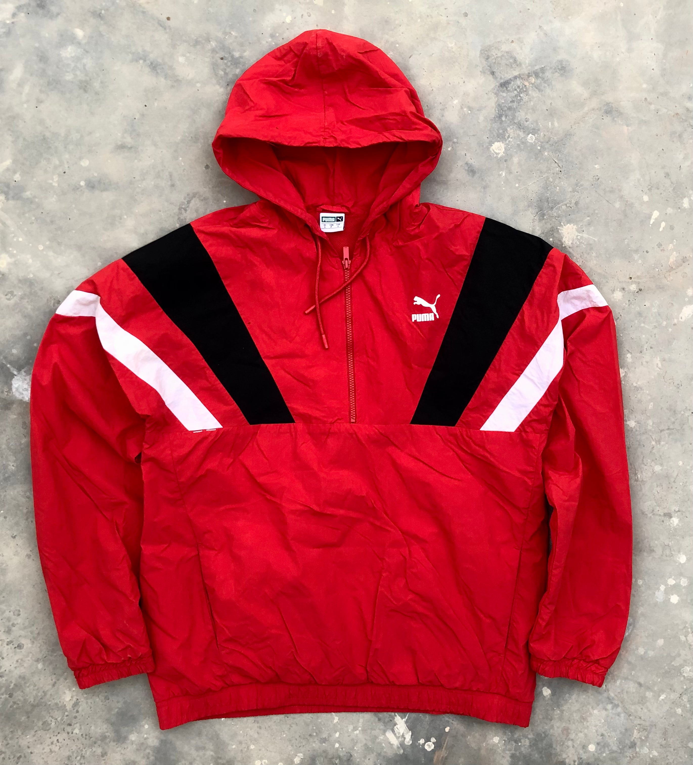 Puma Red Windbreaker Jacket with Black & White Accents