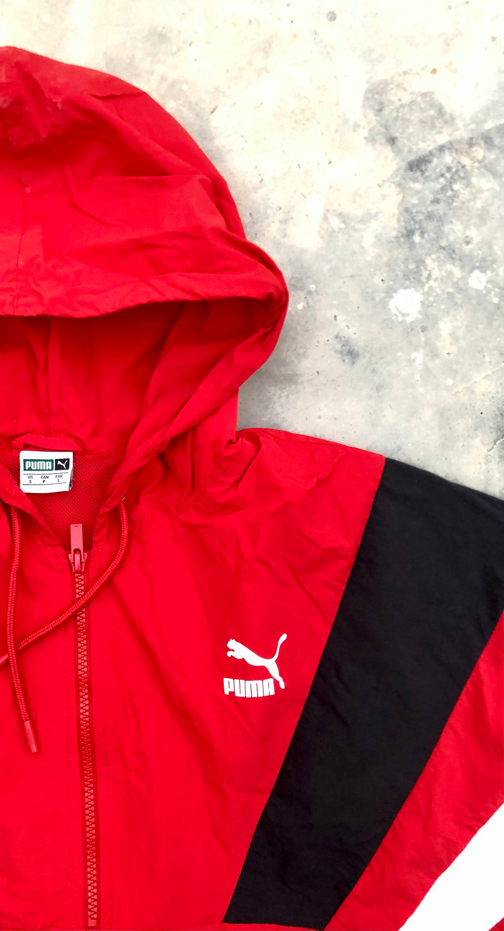 Puma Red Windbreaker Jacket with Black & White Accents