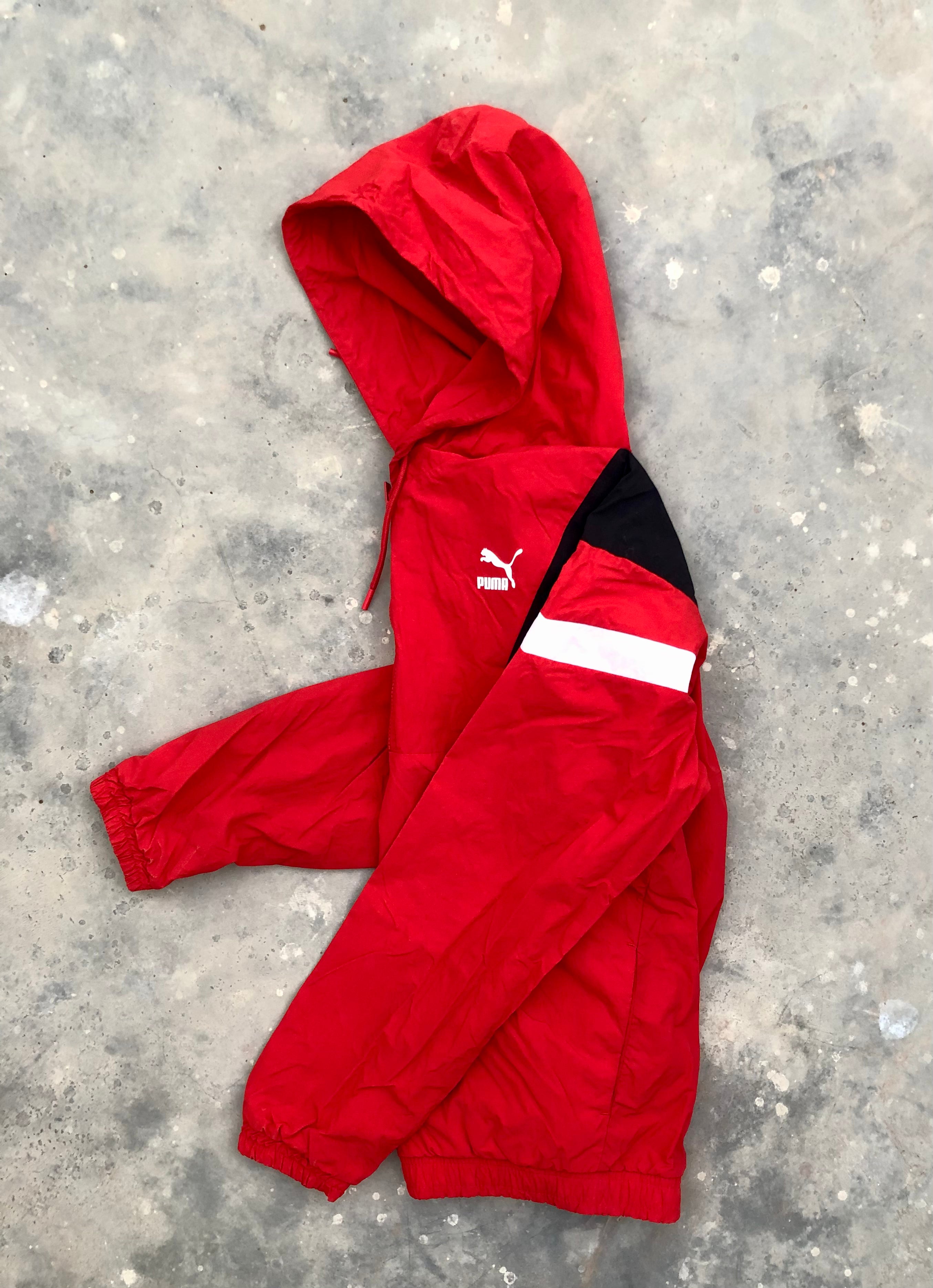 Puma Red Windbreaker Jacket with Black & White Accents