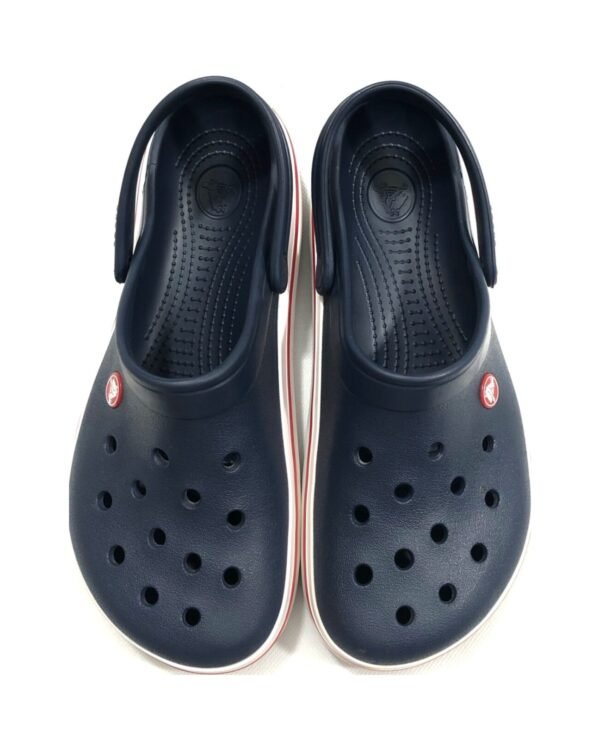 Crocs Crocband Clogs – Navy with White & Red Stripe – size EU 41 / EU 42