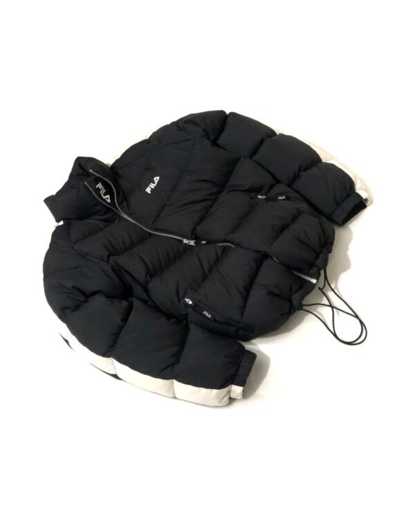 Fila Leszno 90's Vintage Down Puffer Jacket – Black with White Stripes – size Medium