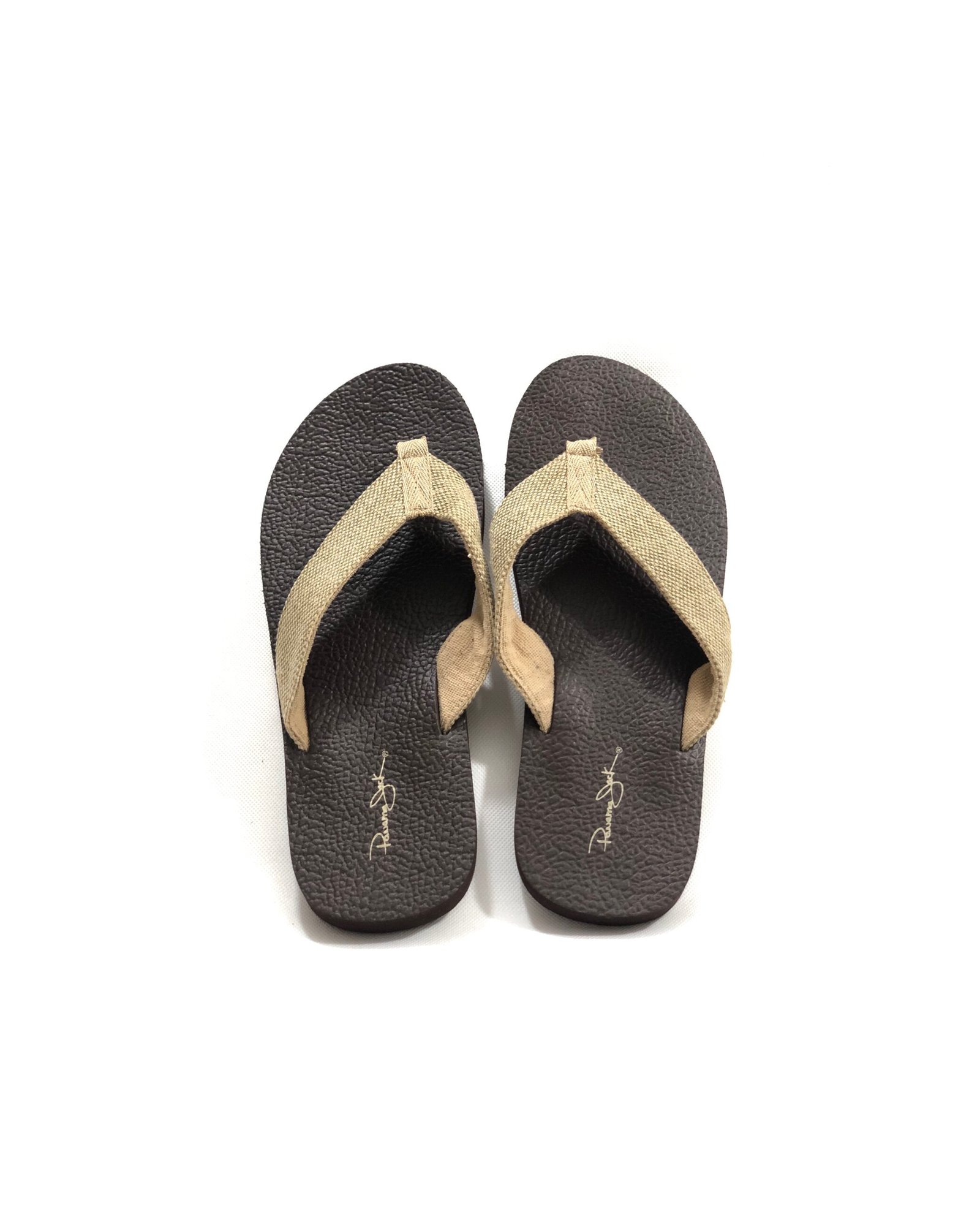 Panama Jack Dark Brown Flip Flops with Tan Straps – photo 6 Panama Jack Dark Brown Flip Flops with Tan Straps — view 6