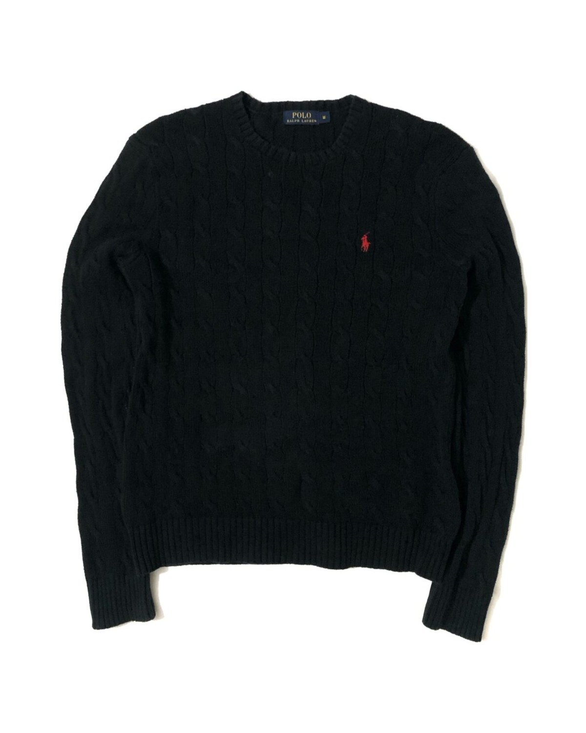Polo Ralph Lauren Cable-Knit Crewneck Sweater - Black Polo Ralph Lauren Cable-Knit Crewneck Sweater - Black