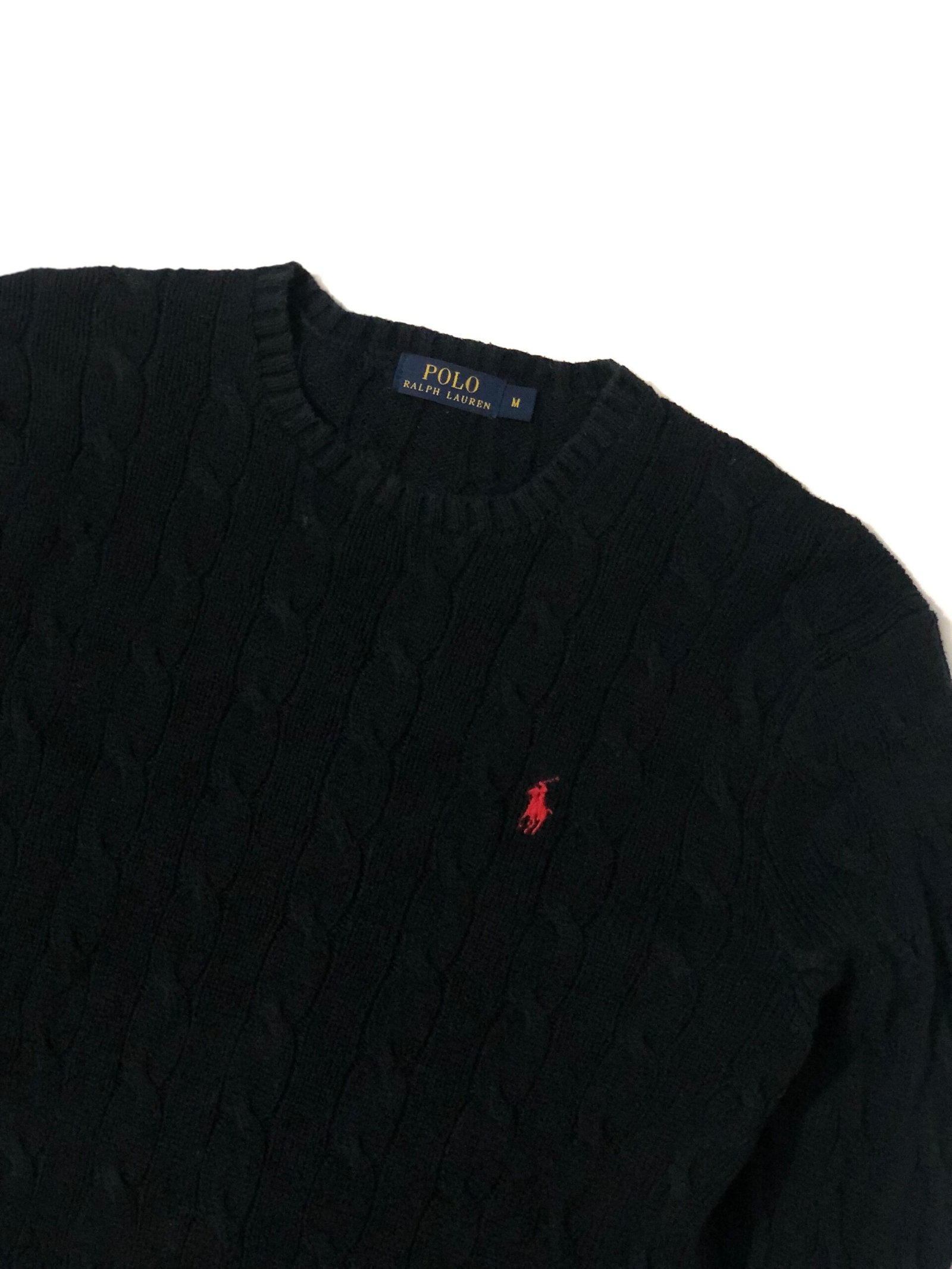 Polo Ralph Lauren Cable-Knit Crewneck Sweater - Black – photo 3 Polo Ralph Lauren Cable-Knit Crewneck Sweater - Black — view 3