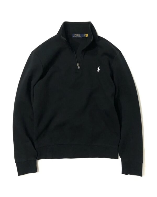 Polo Ralph Lauren black quarter-zip sweatshirt, men’s small, front view