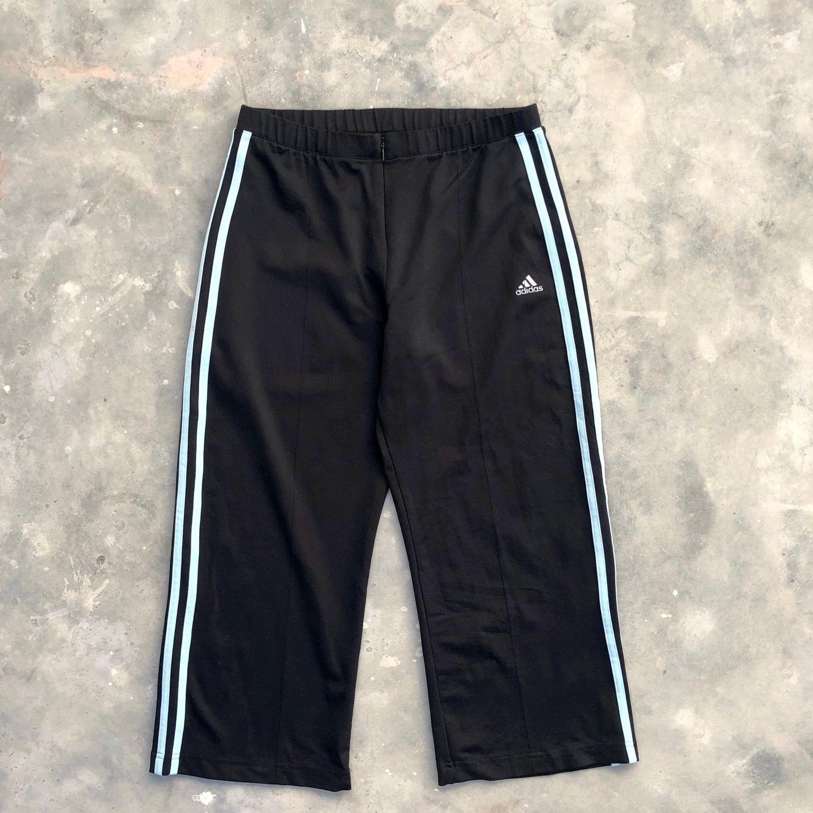 Vintage Adidas Y2K 3-Stripe Cropped Track Pants | Women | Black / Baby Blue Adidas Women - Waist 27 Length 30