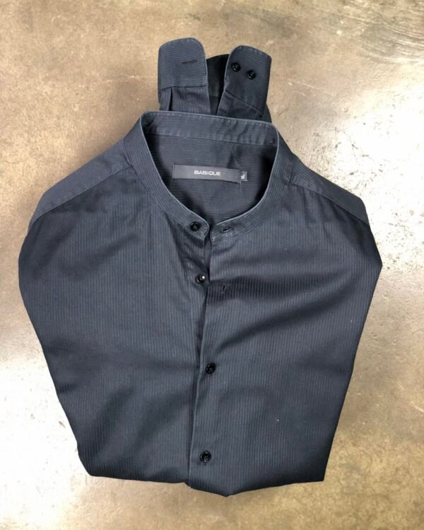 Basique Black Mandarin Collar Shirt, men's XL — photo 1