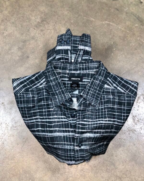 Claiborne Black & White Abstract Grid Rayon Shirt — photo 1