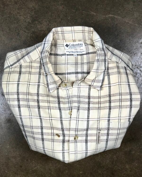Columbia Sportswear Cream & Tan Plaid 100% Cotton Casual Shirt — photo 1