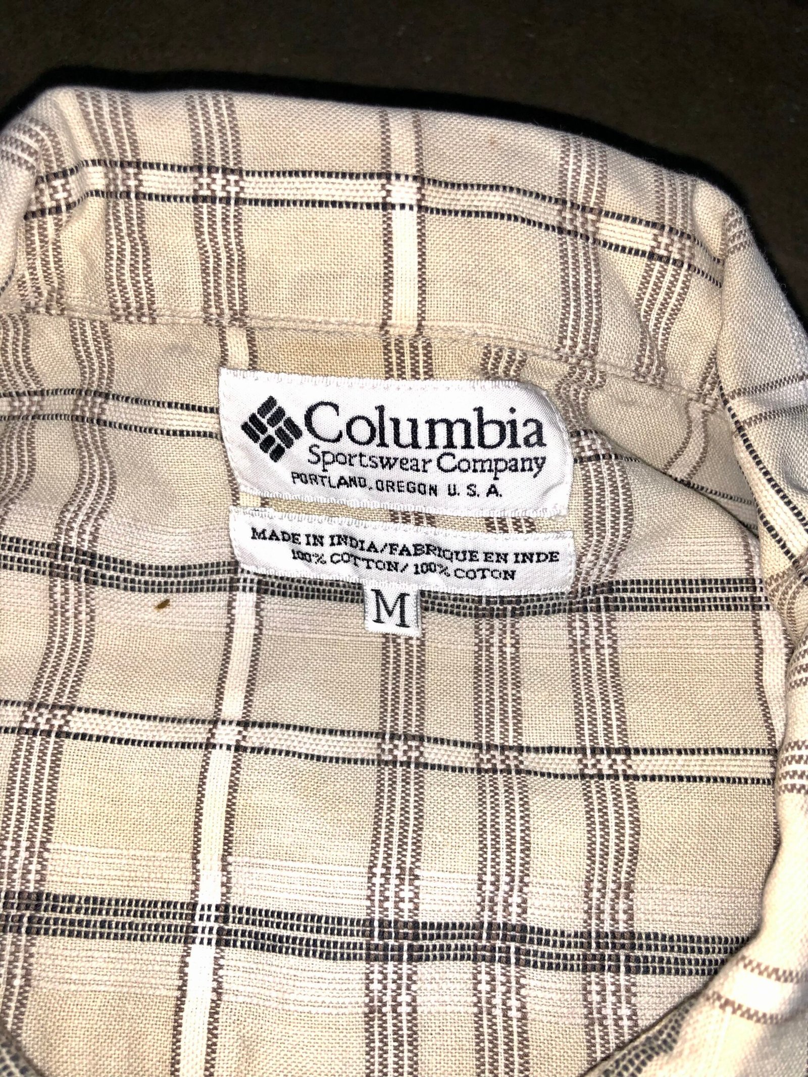 Columbia Sportswear Cream & Tan Plaid 100% Cotton Casual Shirt – photo 4 Columbia Sportswear Cream & Tan Plaid 100% Cotton Casual Shirt — photo 4