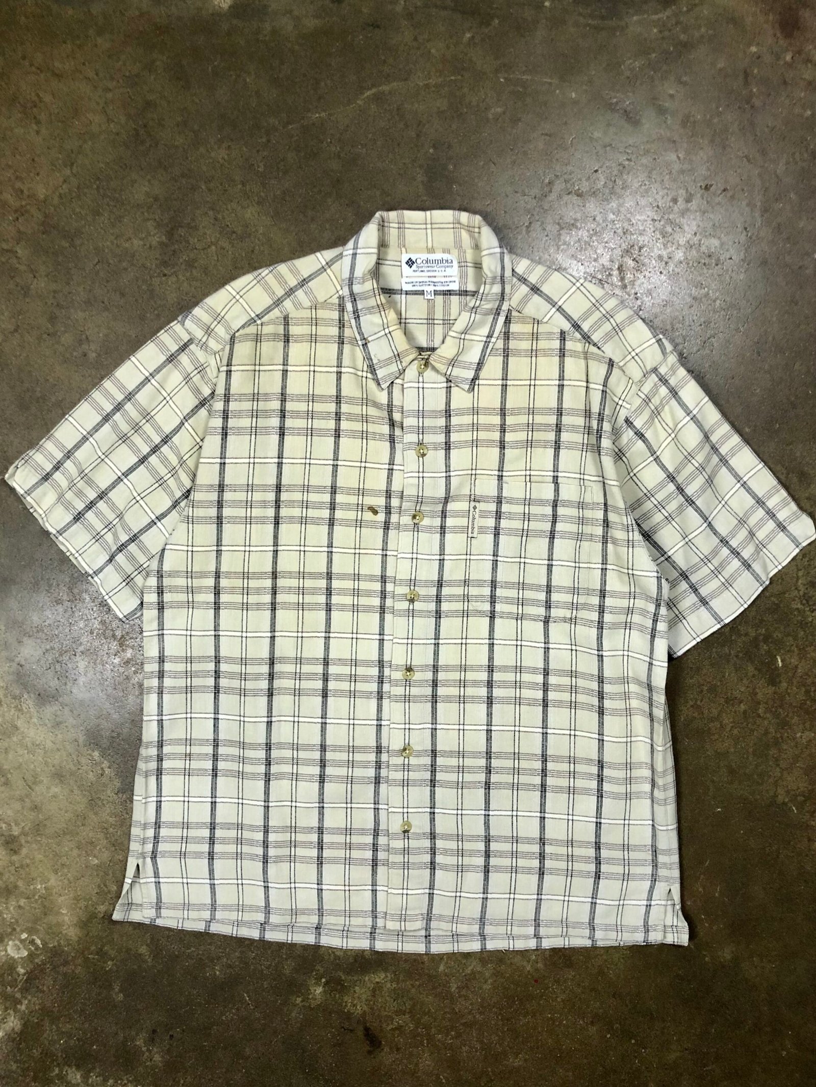 Columbia Sportswear Cream & Tan Plaid 100% Cotton Casual Shirt – photo 6 Columbia Sportswear Cream & Tan Plaid 100% Cotton Casual Shirt — photo 6