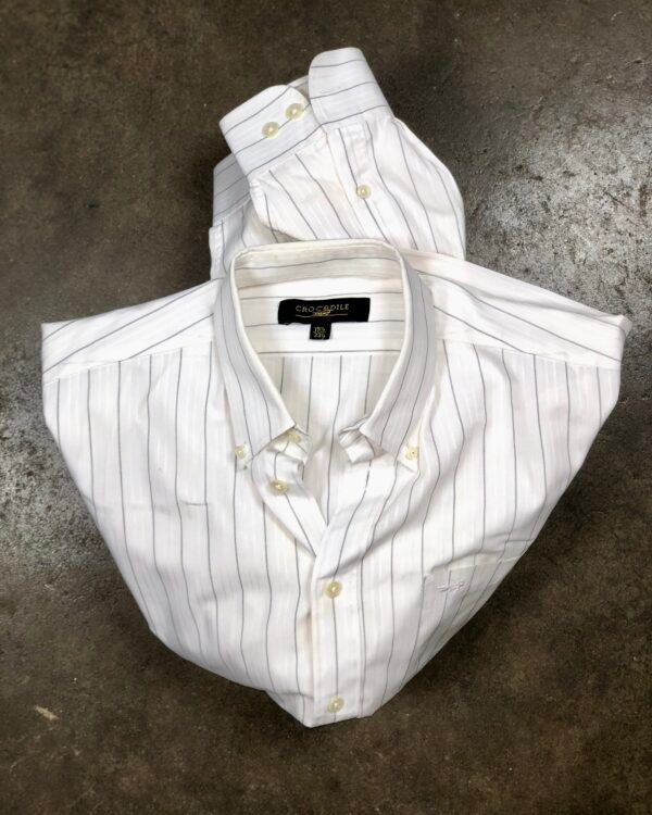 Crocodile white and grey striped shirt, men's L — photo 1