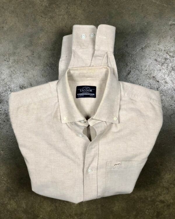 Sacoor Brothers beige Oxford shirt, men's S — photo 1