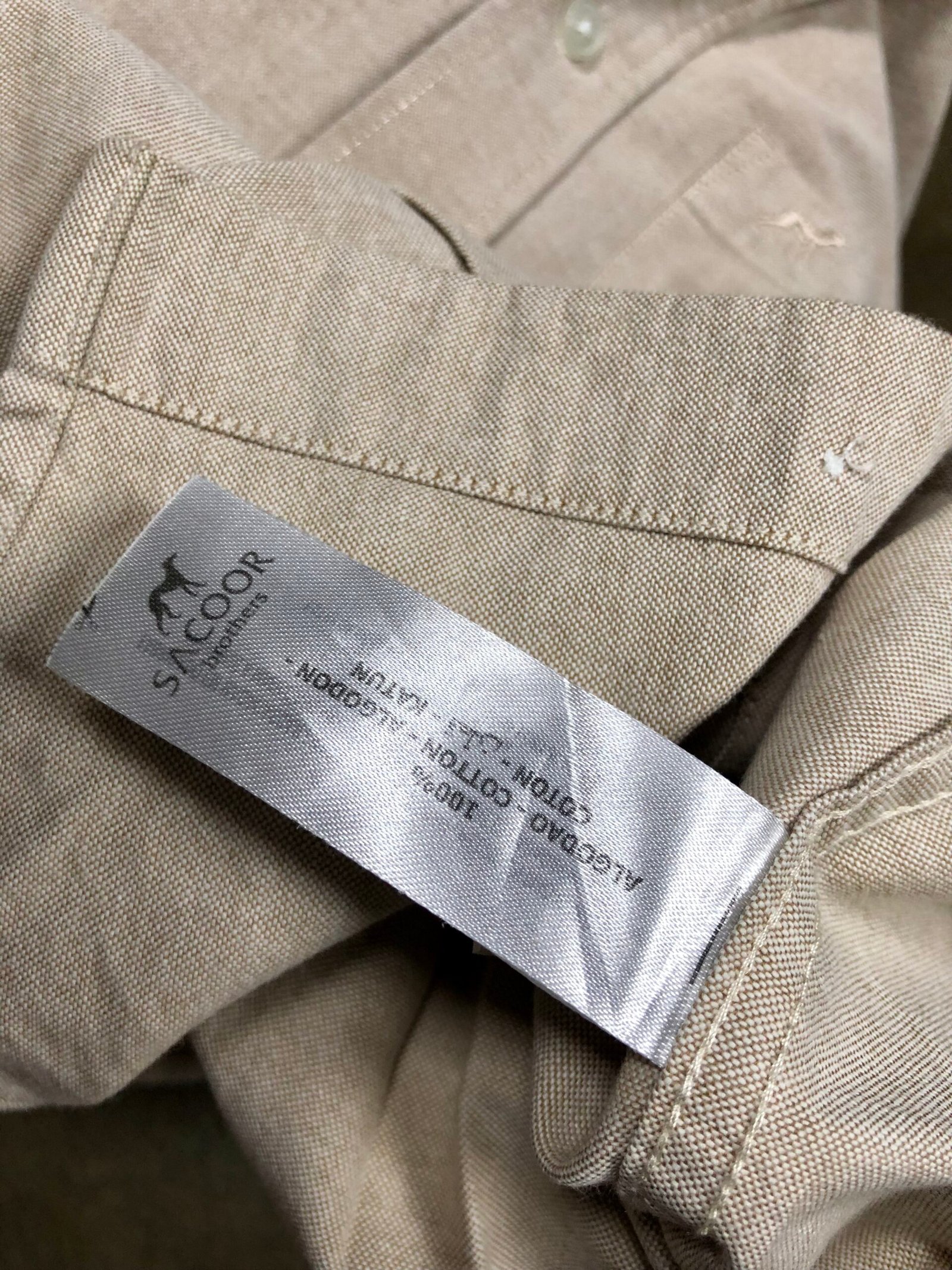 Sacoor Brothers beige Oxford shirt – photo 13 Sacoor Brothers beige Oxford shirt, men's S — photo 13