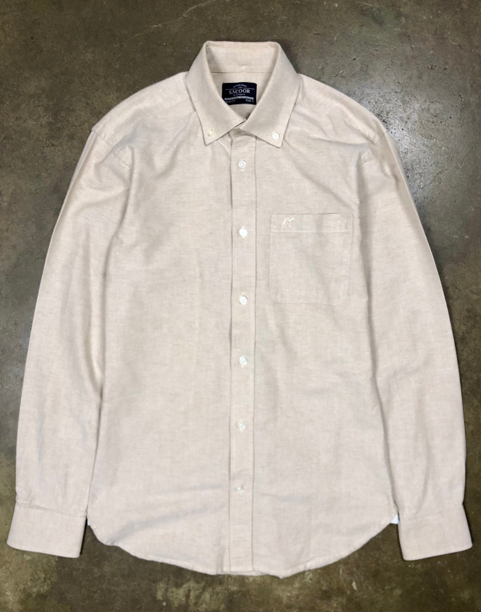 Sacoor Brothers beige Oxford shirt – photo 2 Sacoor Brothers beige Oxford shirt, men's S — photo 2