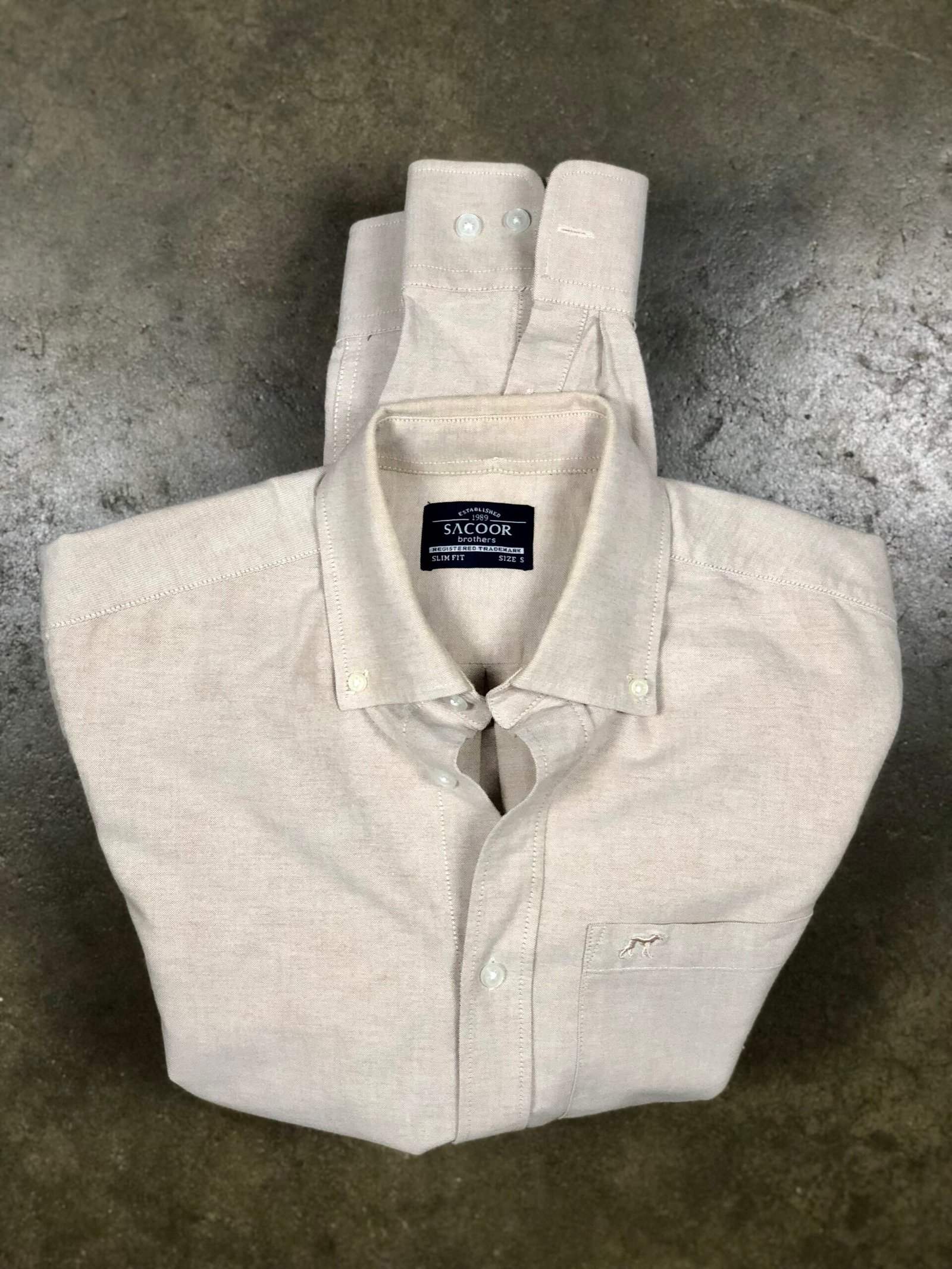 Sacoor Brothers beige Oxford shirt – photo 3 Sacoor Brothers beige Oxford shirt, men's S — photo 3