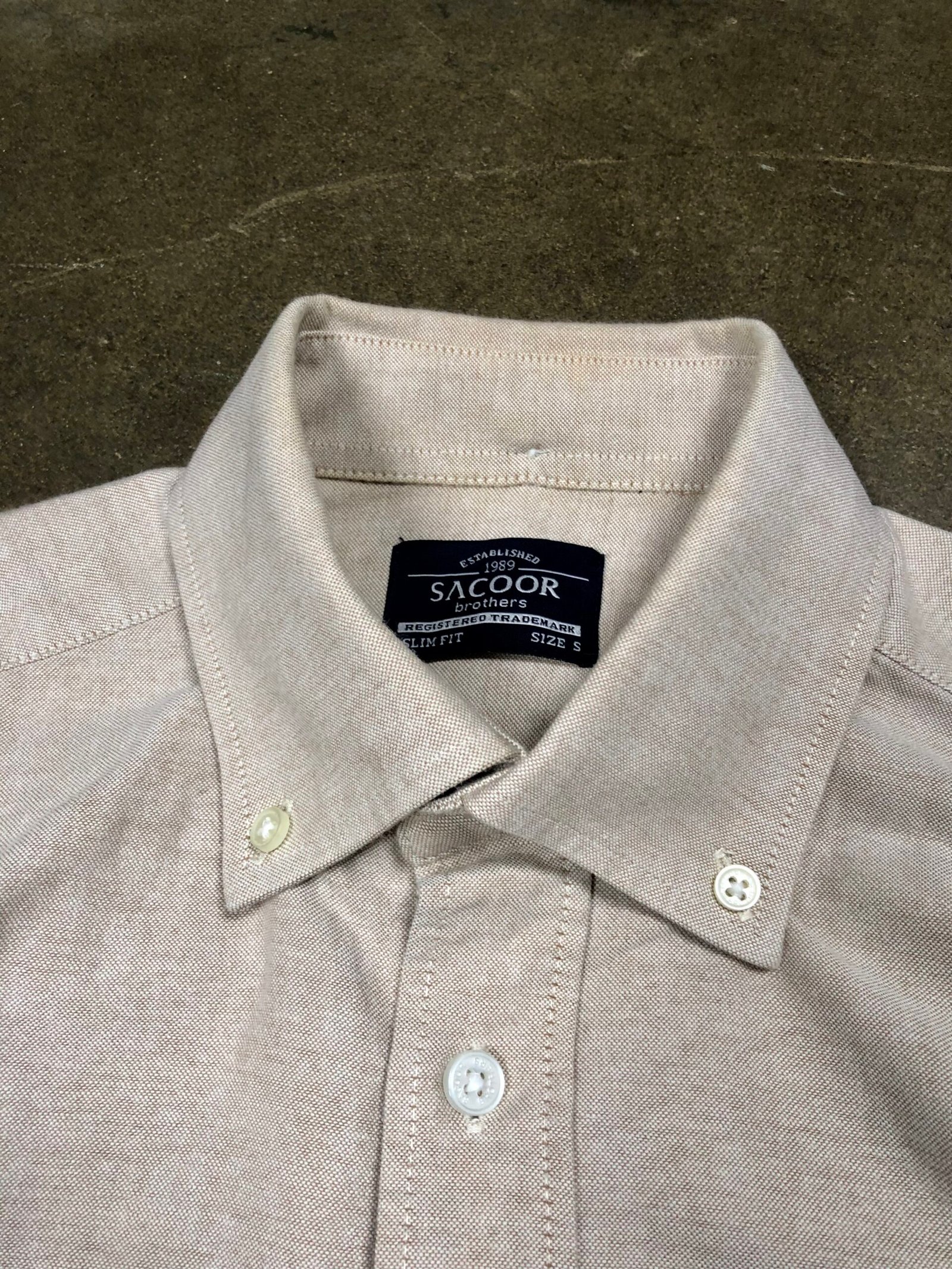 Sacoor Brothers beige Oxford shirt – photo 5 Sacoor Brothers beige Oxford shirt, men's S — photo 5