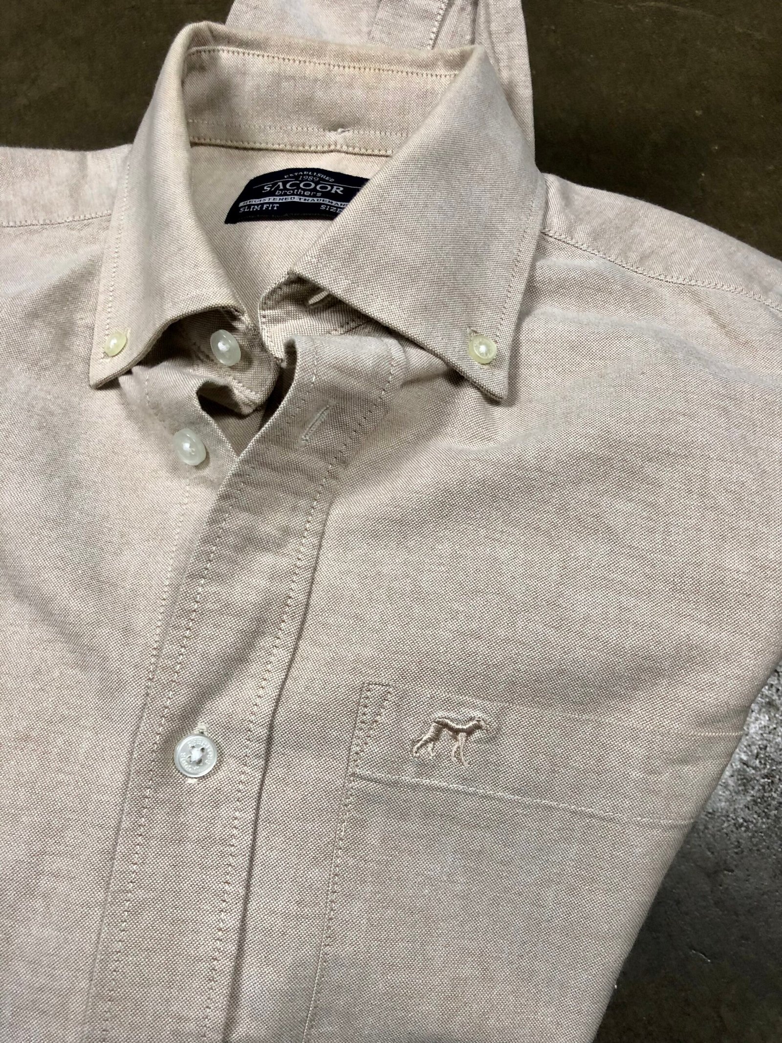 Sacoor Brothers beige Oxford shirt – photo 6 Sacoor Brothers beige Oxford shirt, men's S — photo 6
