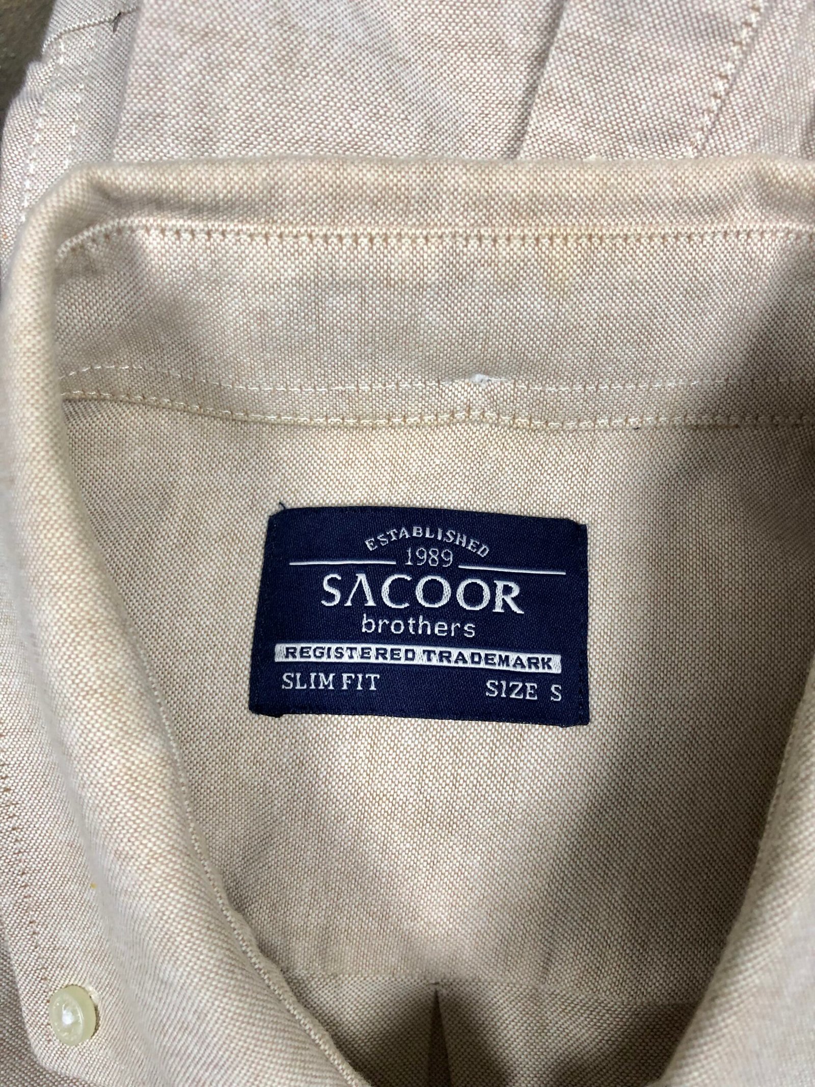 Sacoor Brothers beige Oxford shirt – photo 7 Sacoor Brothers beige Oxford shirt, men's S — photo 7