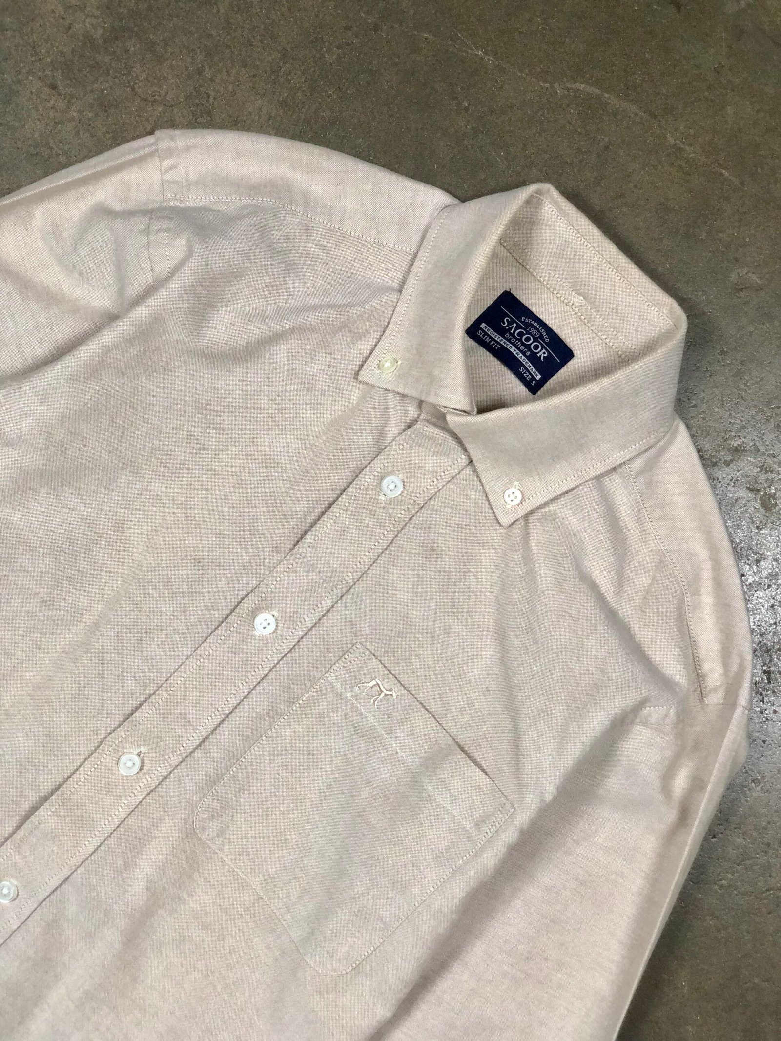 Sacoor Brothers beige Oxford shirt – photo 9 Sacoor Brothers beige Oxford shirt, men's S — photo 9