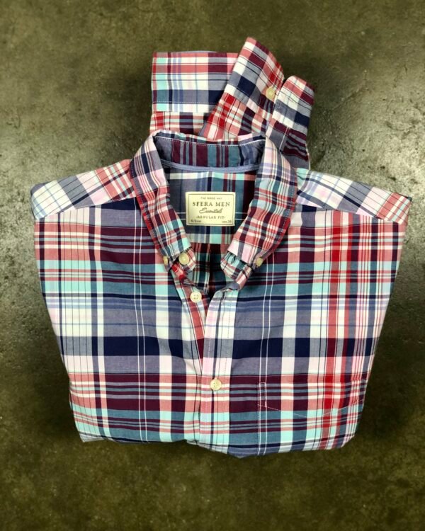 Sfera multicolour Madras plaid shirt, men's S — photo 1