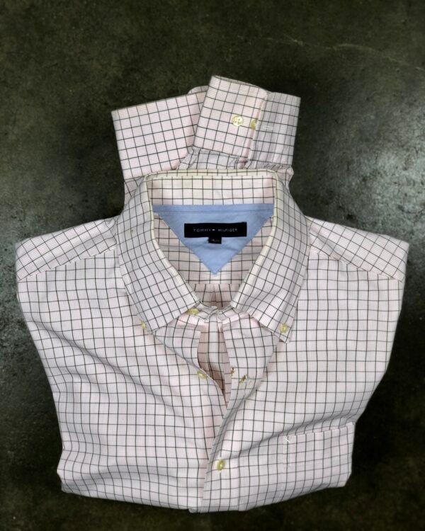 Tommy Hilfiger Pink & Black Tattersall Check Dress Shirt, men's size L — photo 1