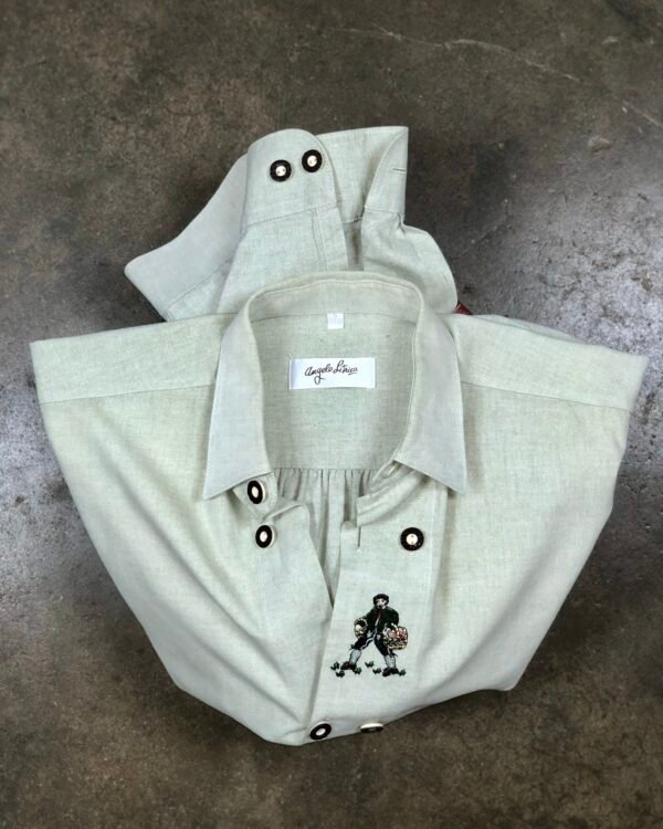Vintage Angelo Litrico Embroidered Folk-Style Shirt – Sage Green Melange — photo 1