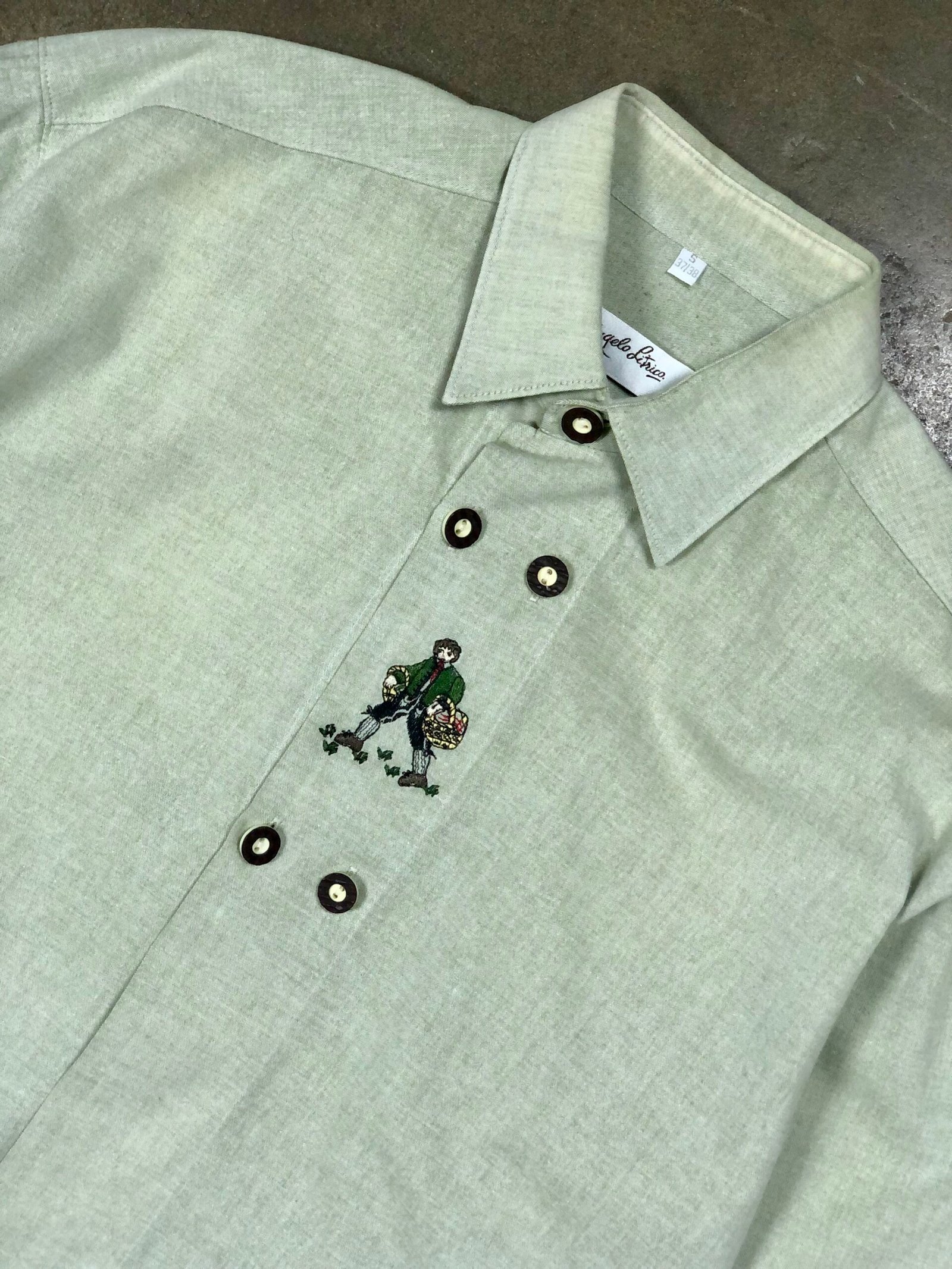 Vintage Angelo Litrico Embroidered Folk-Style Shirt – Sage Green Melange – photo 14 Vintage Angelo Litrico Embroidered Folk-Style Shirt – Sage Green Melange — photo 14