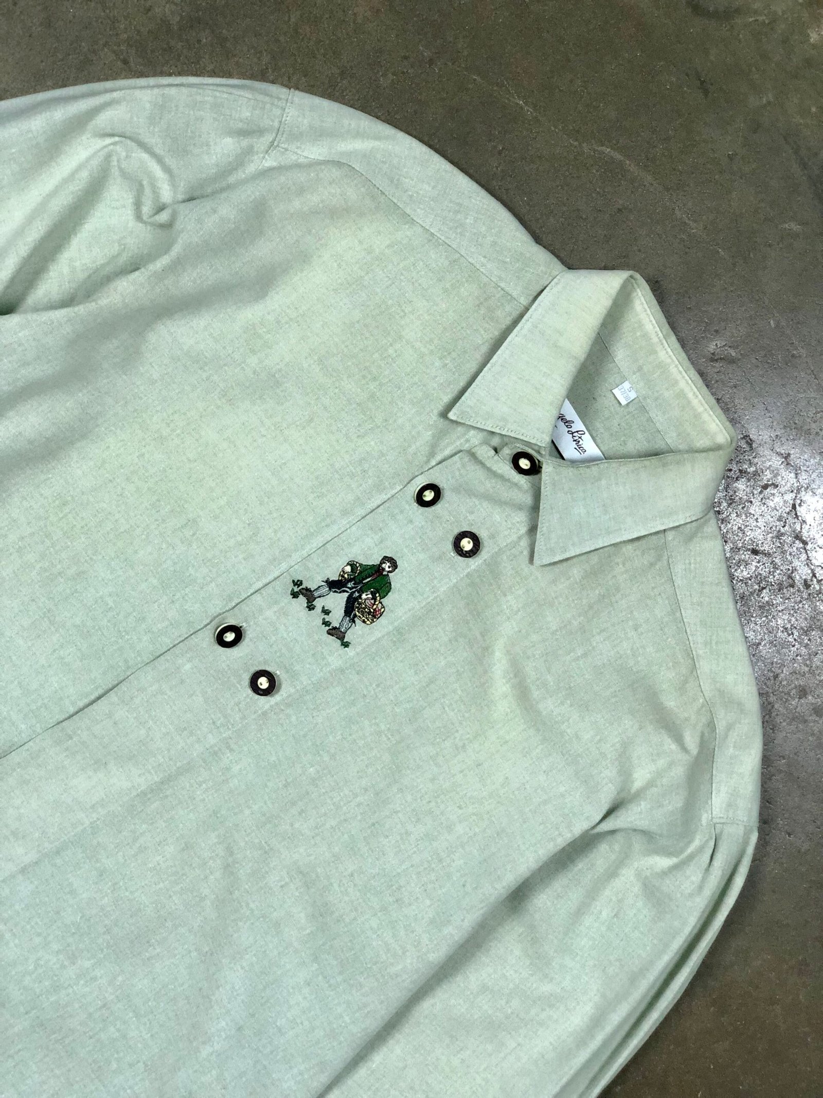 Vintage Angelo Litrico Embroidered Folk-Style Shirt – Sage Green Melange – photo 15 Vintage Angelo Litrico Embroidered Folk-Style Shirt – Sage Green Melange — photo 15