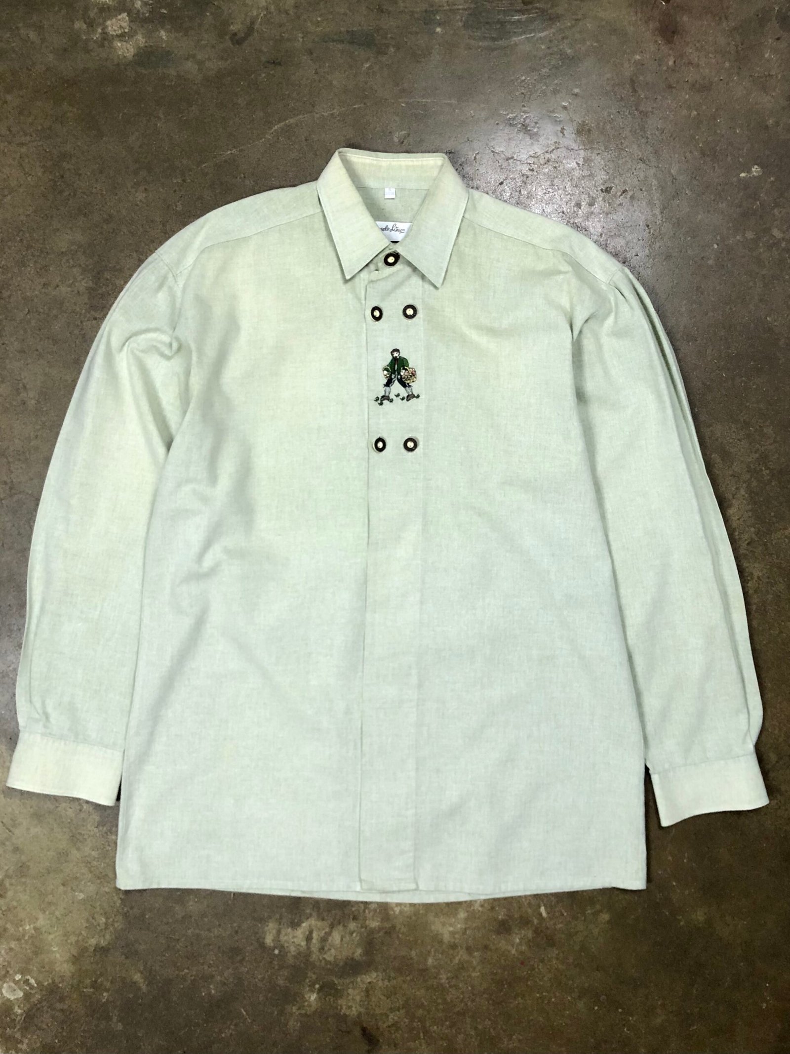 Vintage Angelo Litrico Embroidered Folk-Style Shirt – Sage Green Melange – photo 7 Vintage Angelo Litrico Embroidered Folk-Style Shirt – Sage Green Melange — photo 7