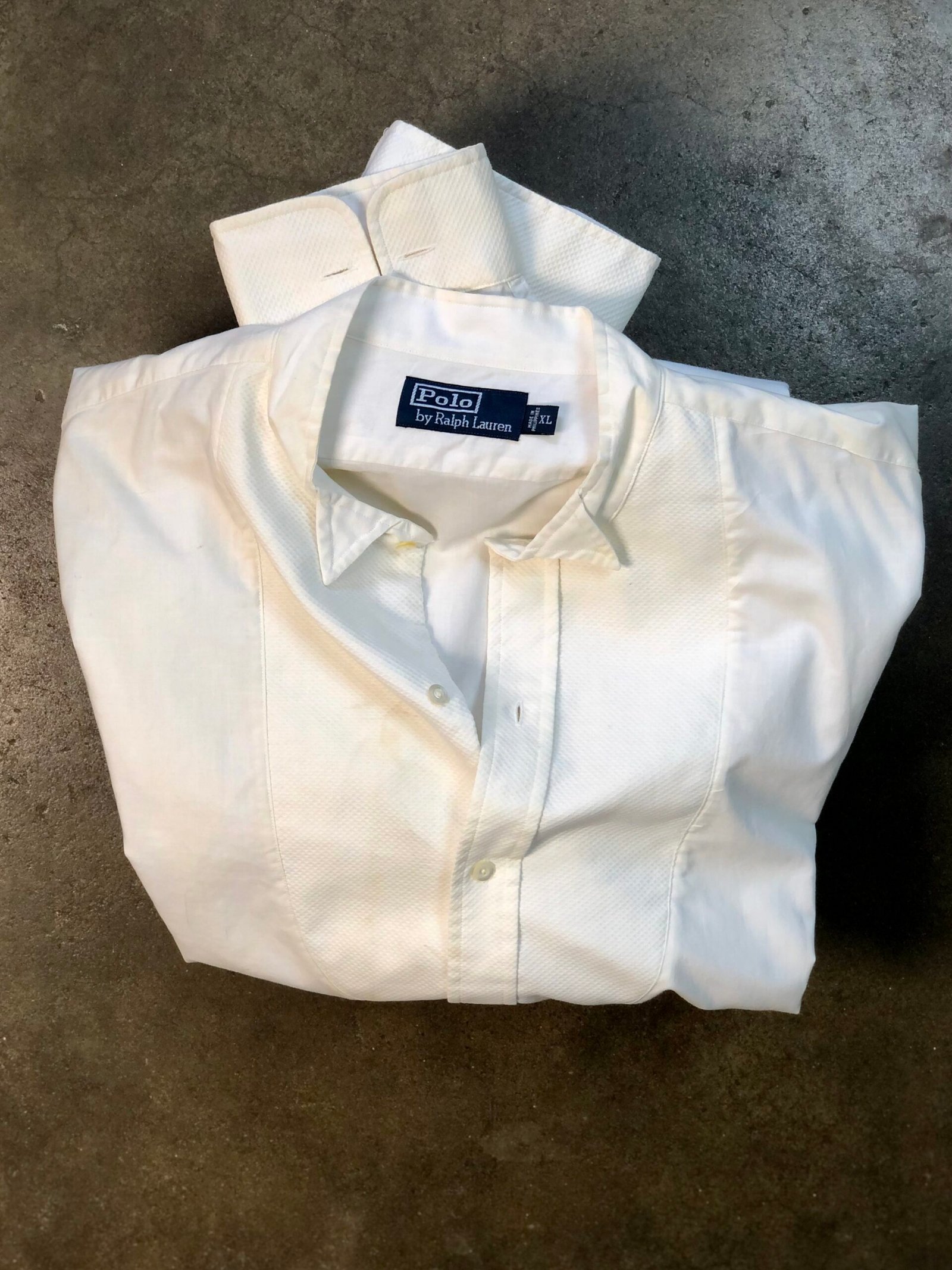 Vintage Polo Ralph Lauren Cream Textured Cotton Shirt – photo 3 Vintage Polo Ralph Lauren Cream Textured Cotton Shirt, men's XL — photo 3