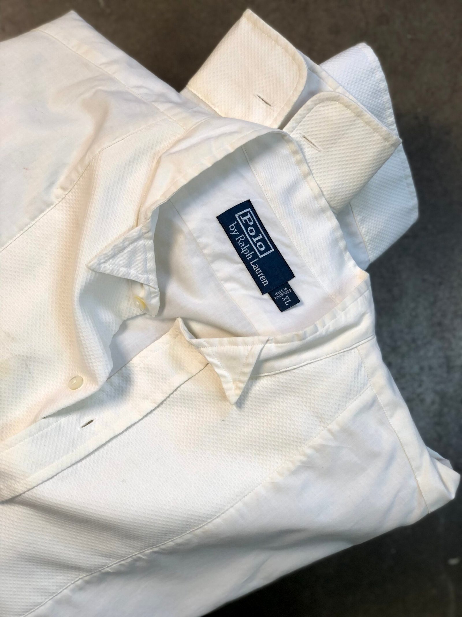 Vintage Polo Ralph Lauren Cream Textured Cotton Shirt – photo 4 Vintage Polo Ralph Lauren Cream Textured Cotton Shirt, men's XL — photo 4