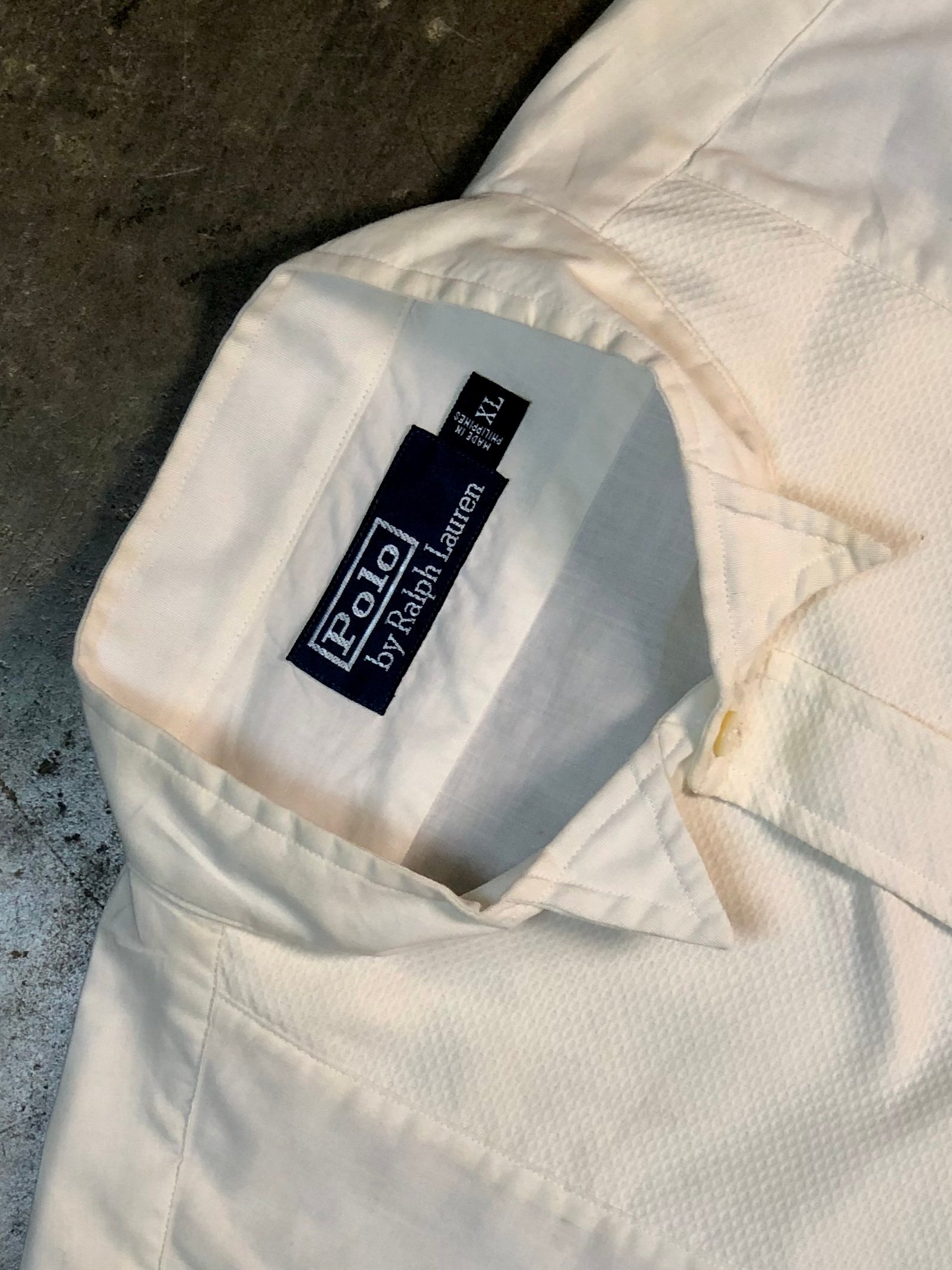 Vintage Polo Ralph Lauren Cream Textured Cotton Shirt – photo 6 Vintage Polo Ralph Lauren Cream Textured Cotton Shirt, men's XL — photo 6